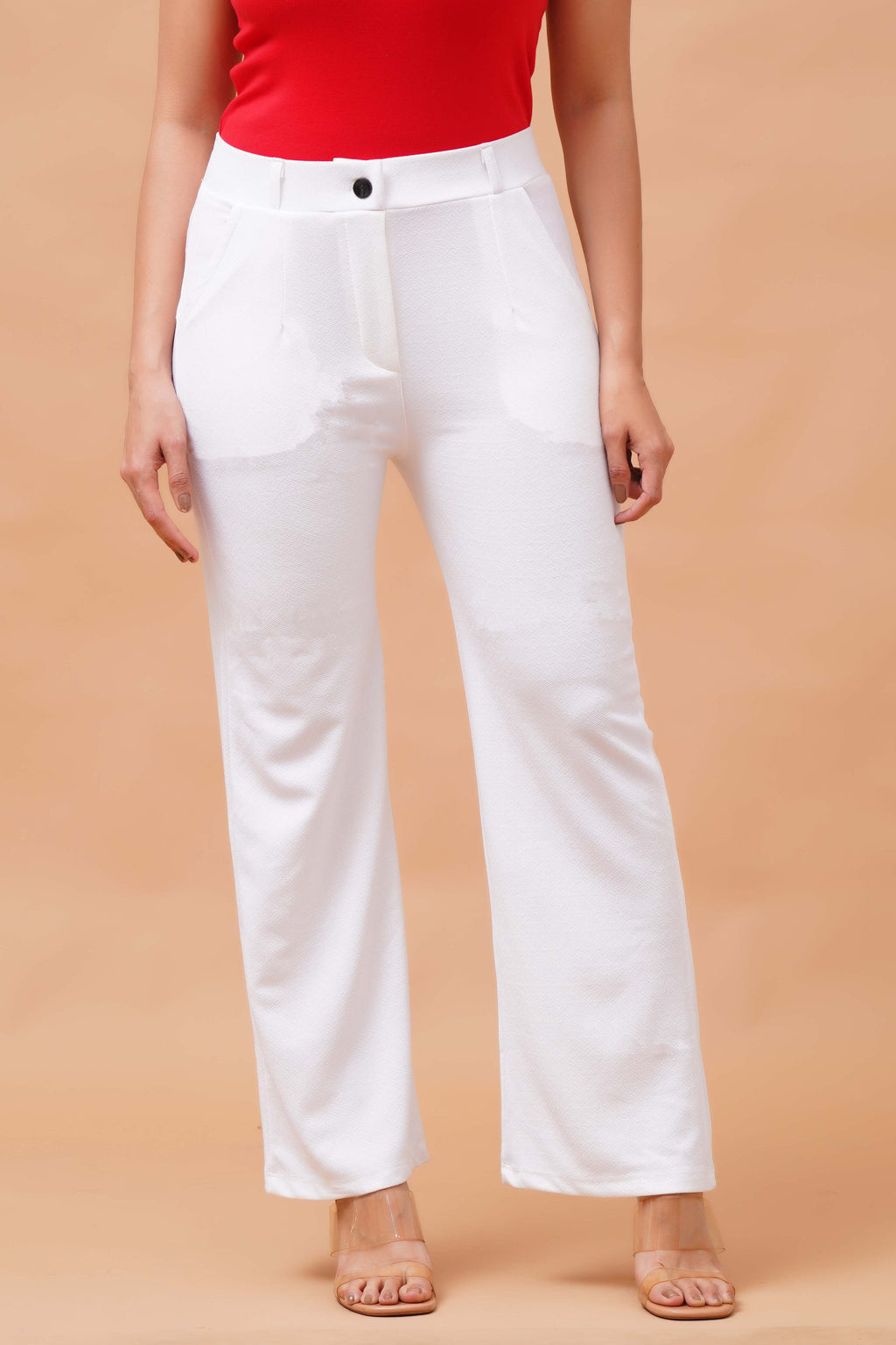 Harrozz Stretchable Valentino Pants White