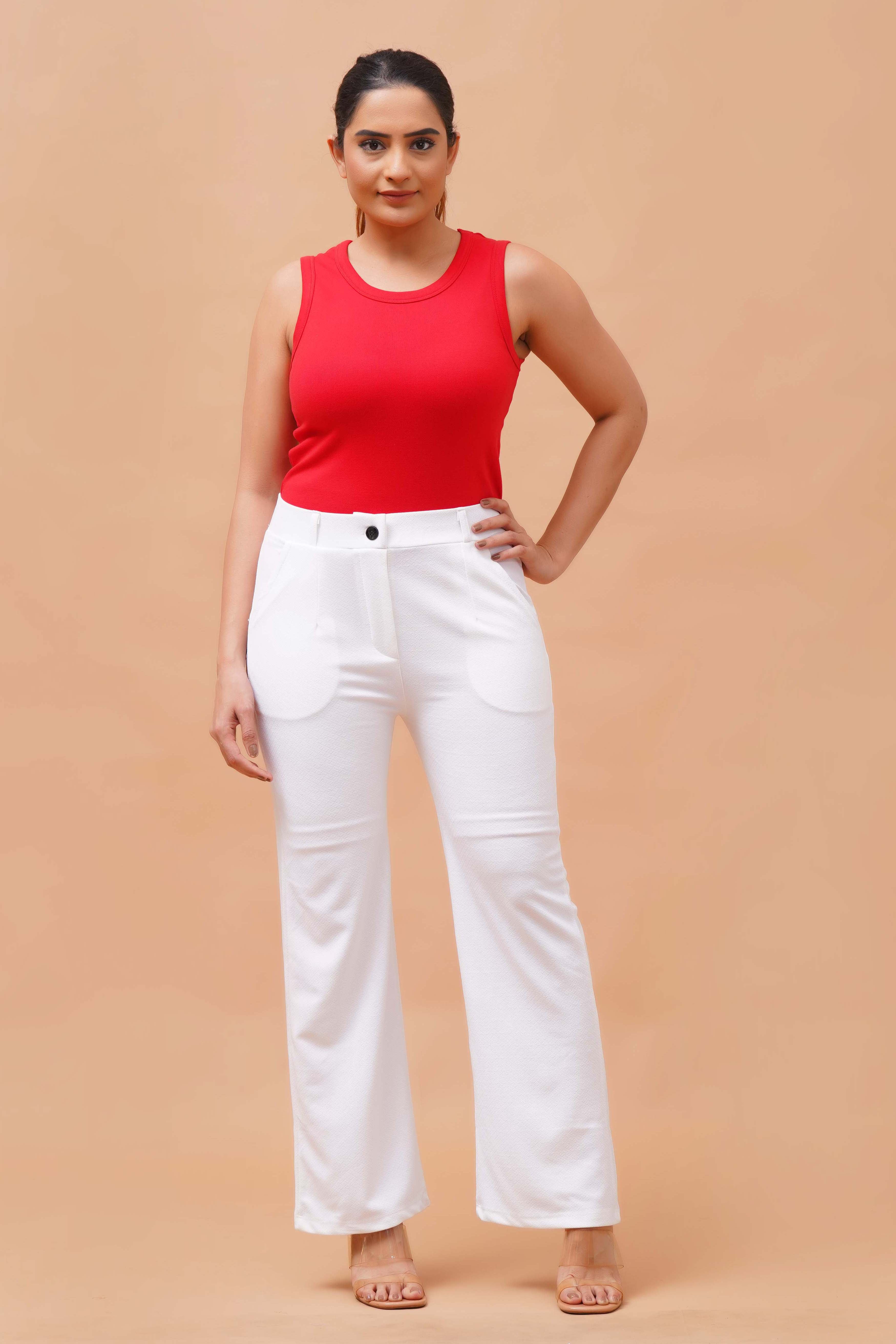 Harrozz Stretchable Valentino Pants White