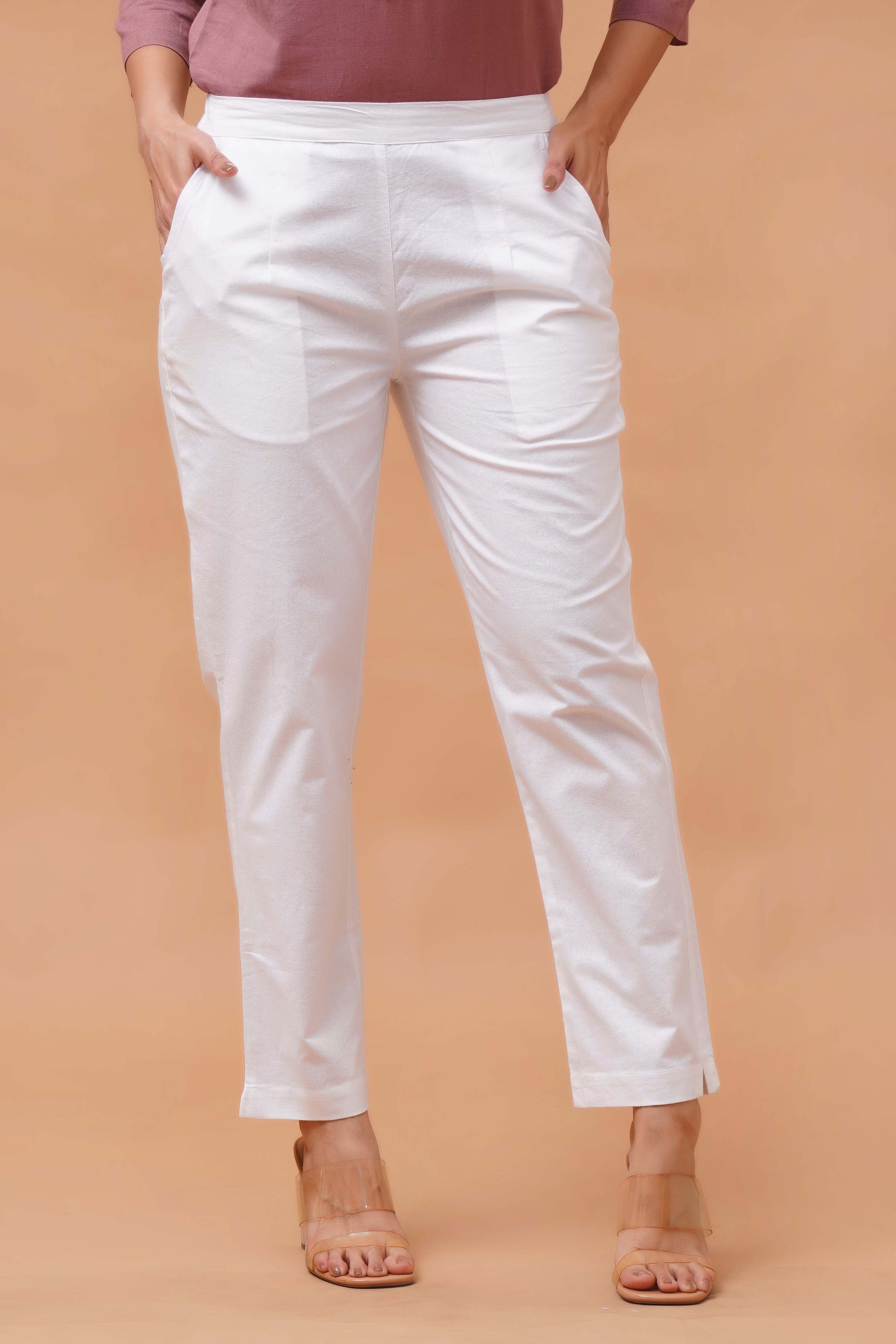 Harrozz Cotton Pants White