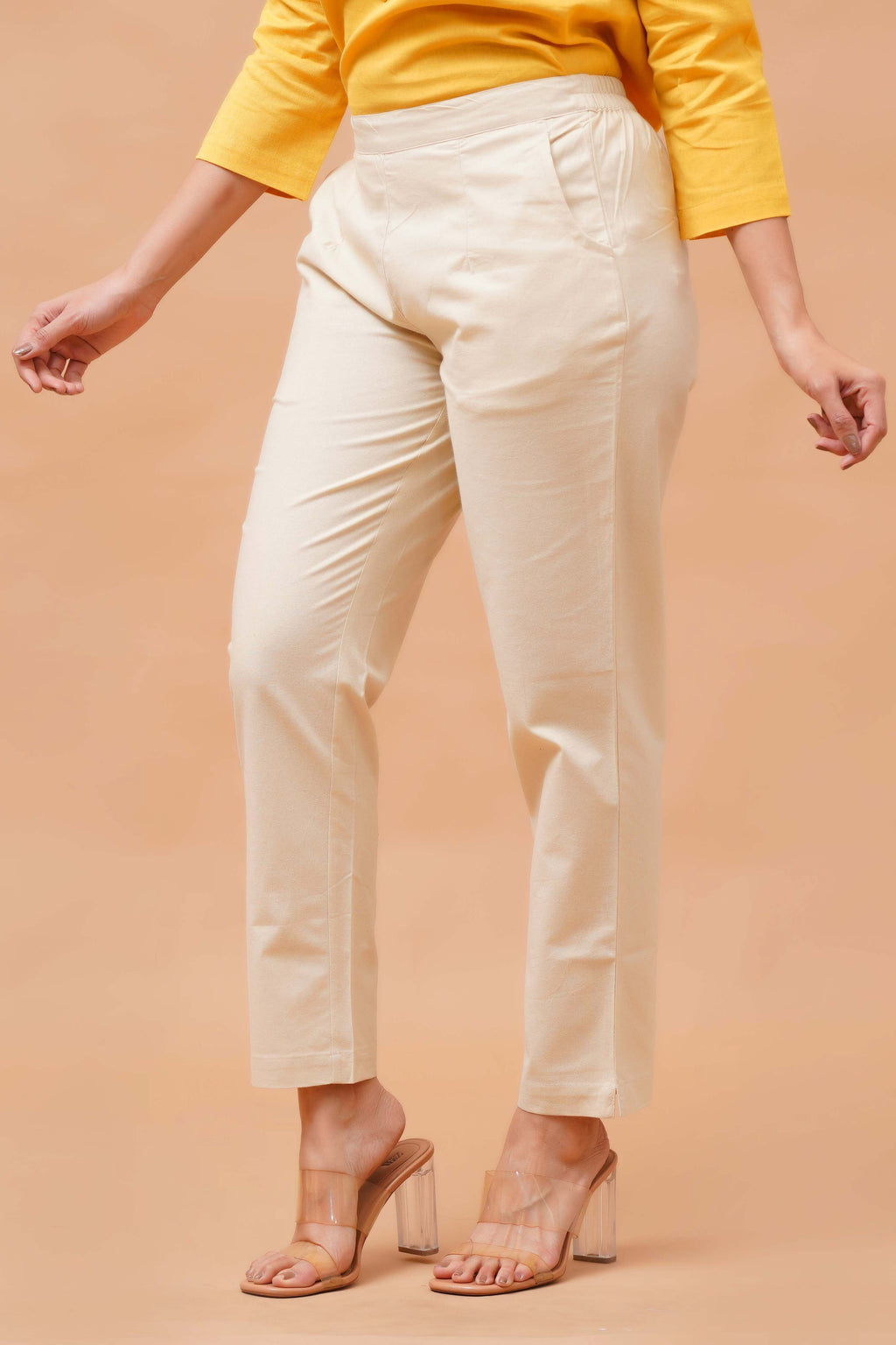 Harrozz Cotton Pants Beige