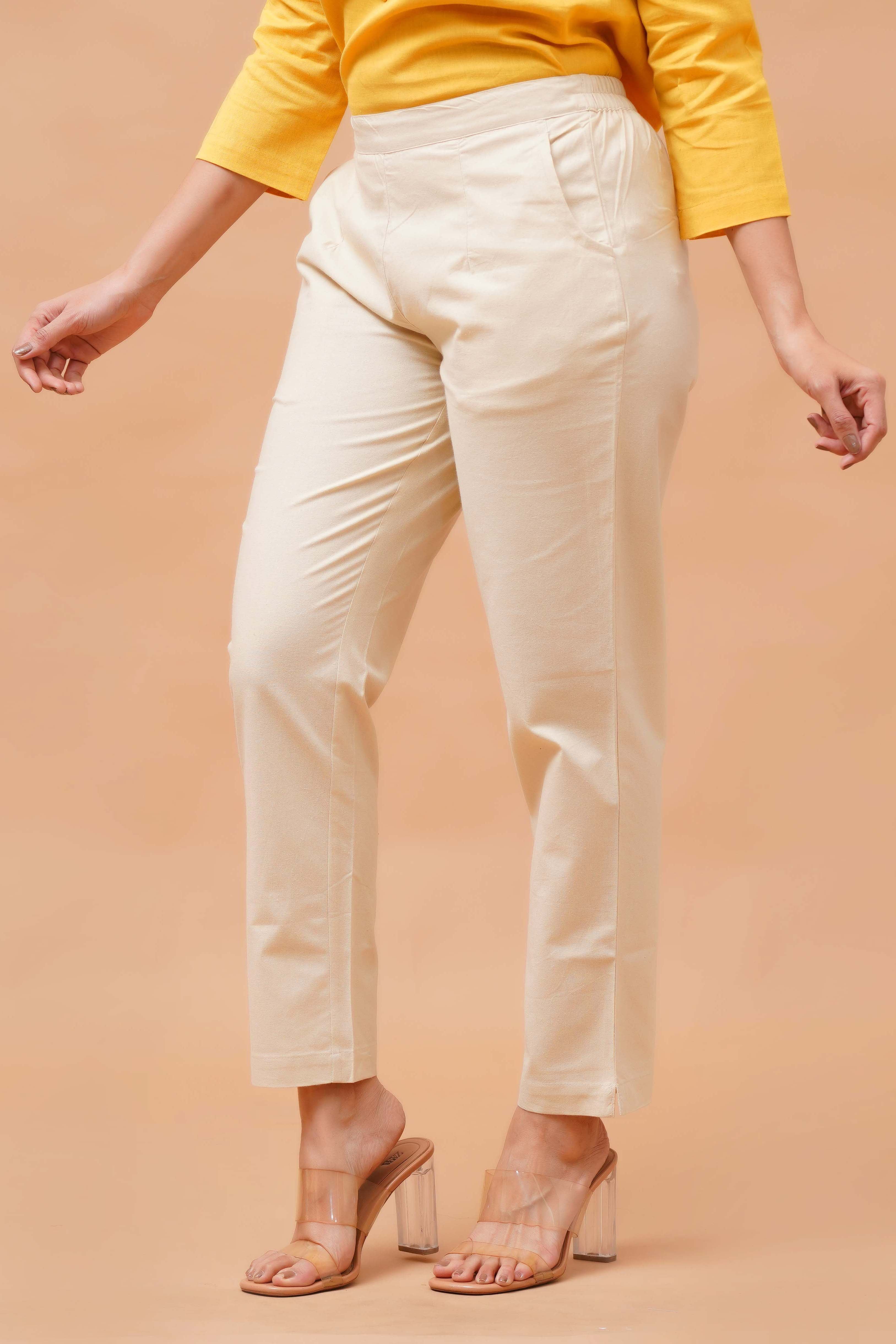 Harrozz Cotton Pants Beige