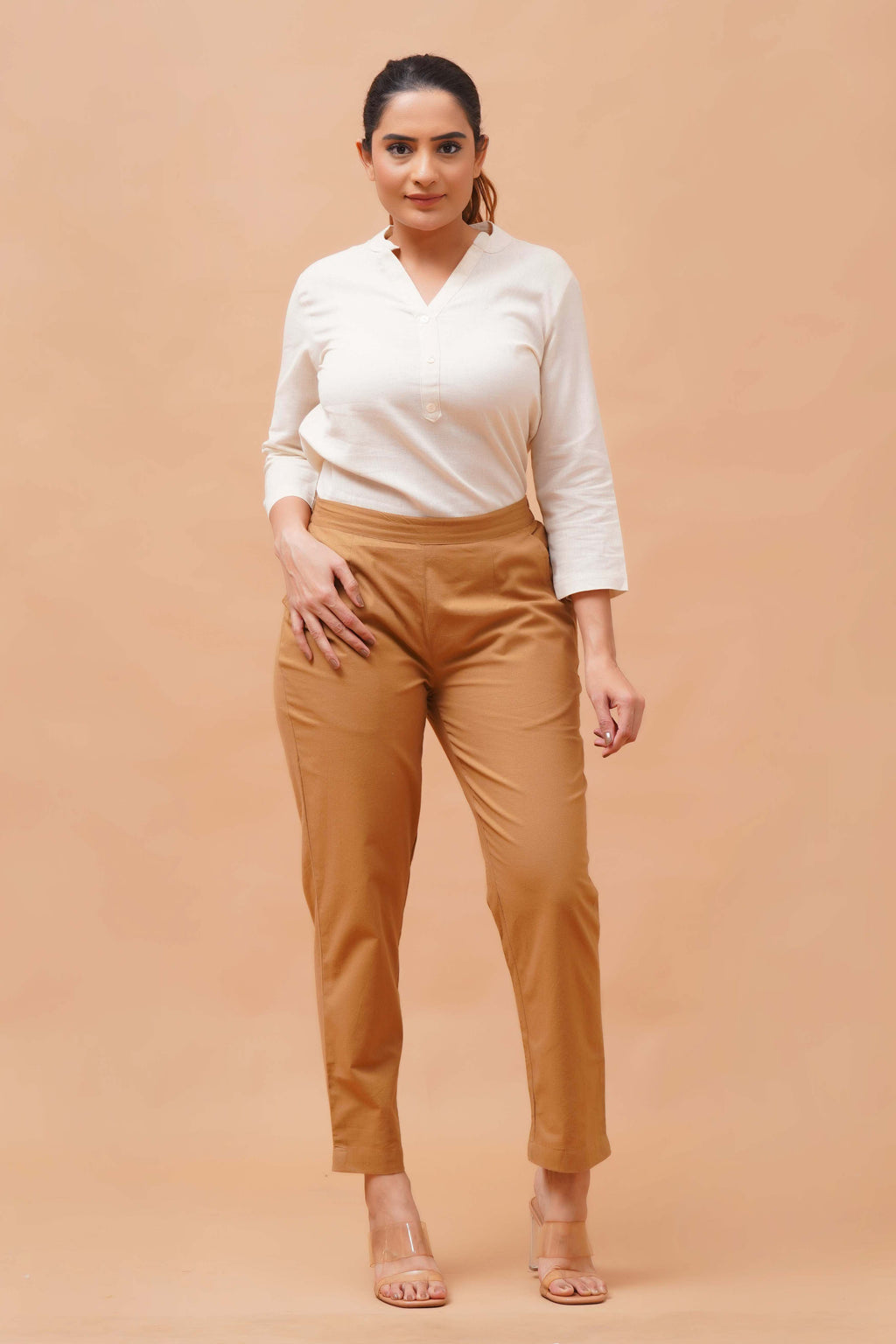 Harrozz Cotton Pants Coffe Brown