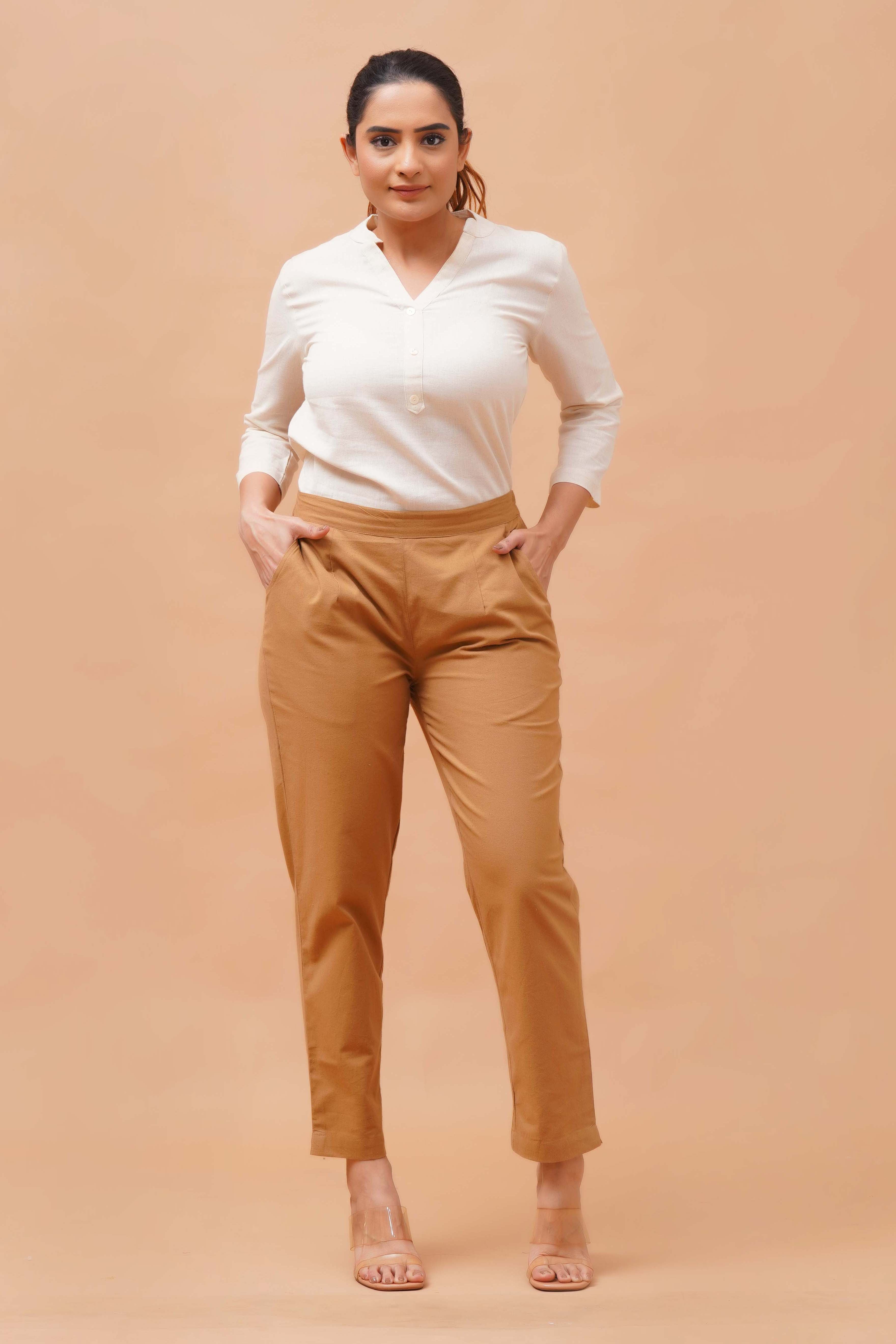 Harrozz Cotton Pants Coffe Brown