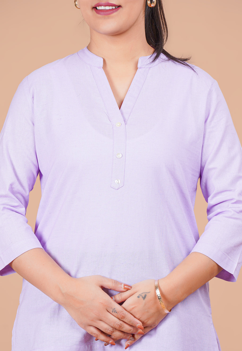 Lilac EasyFlow Linen Cotton Short Kurti
