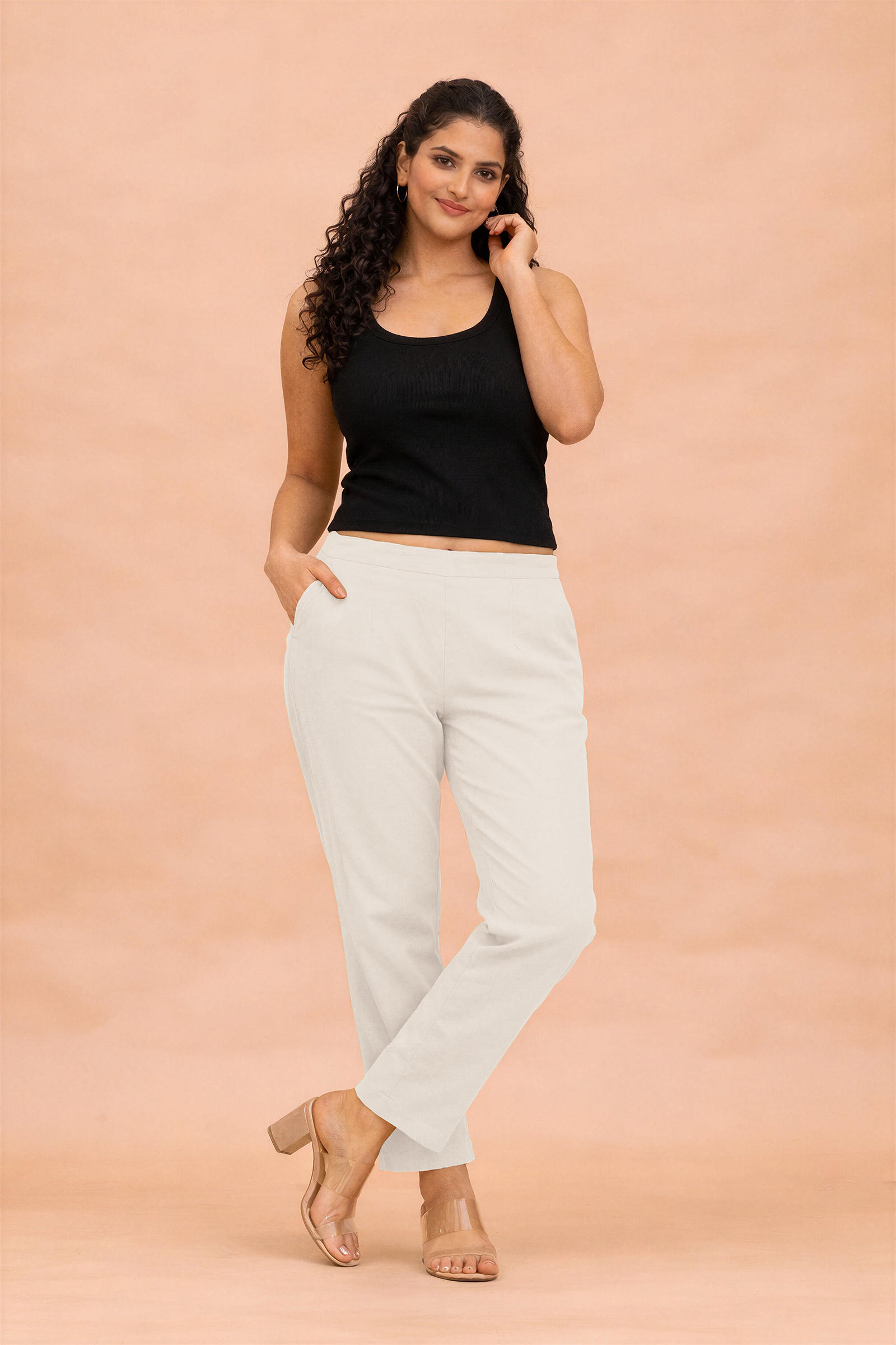 Ecru Cotton Pants
