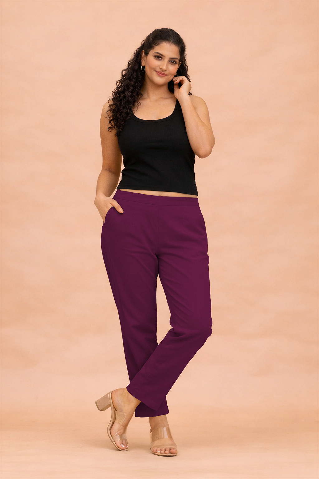 Wine Cotton Pants