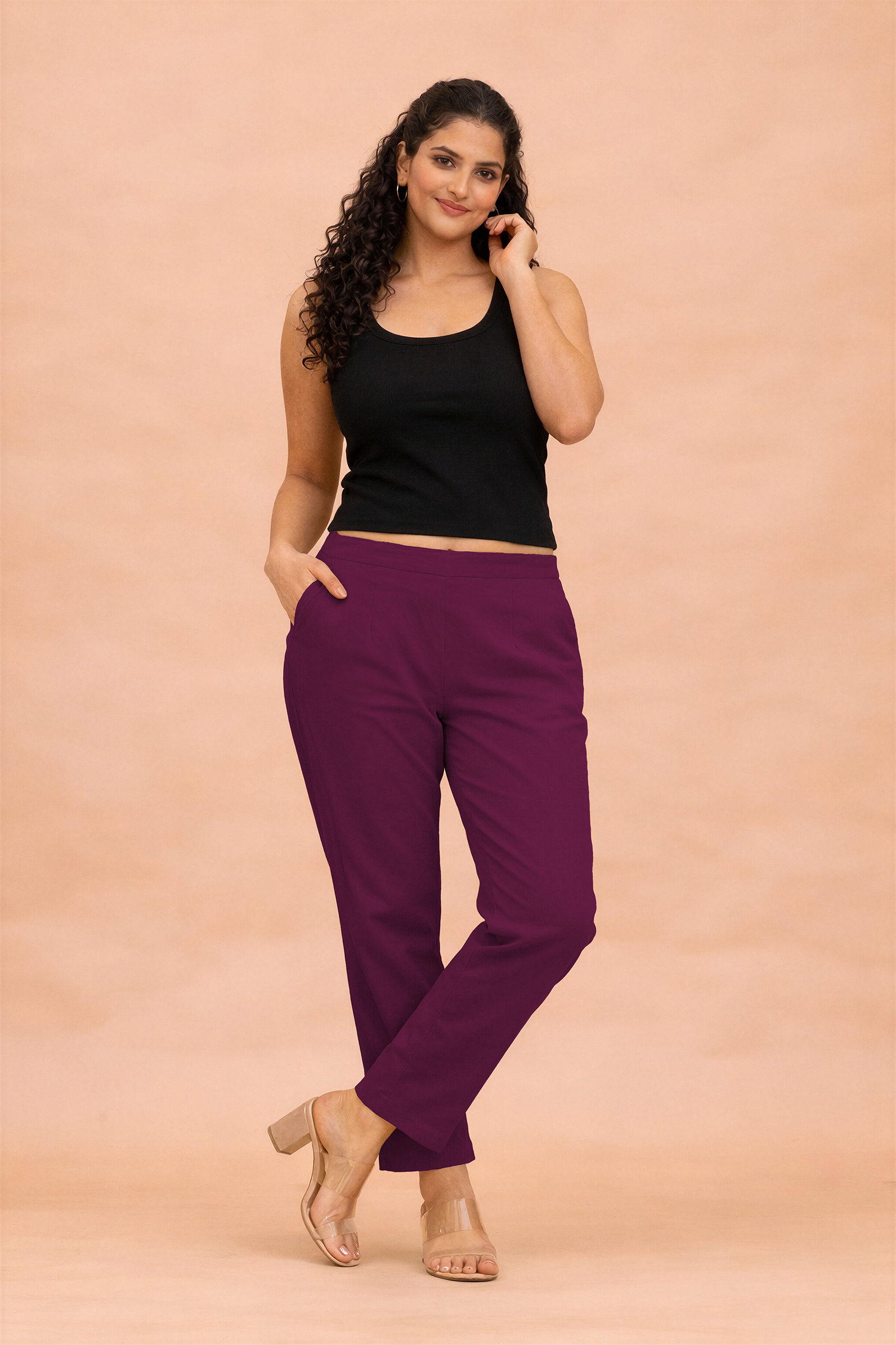 Wine Cotton Pants