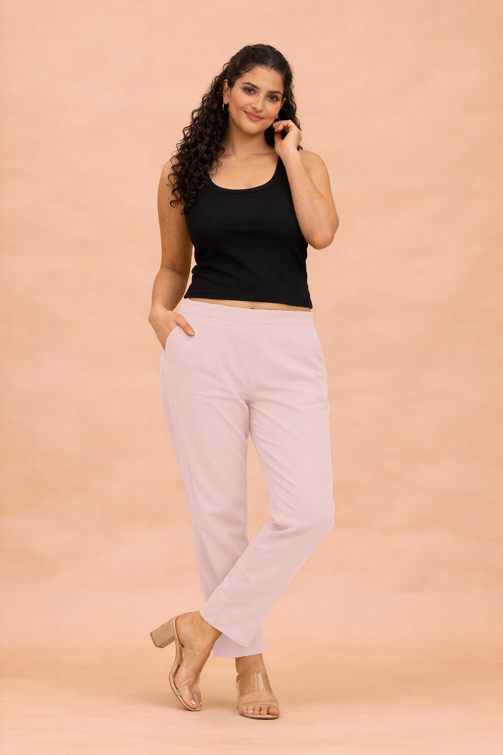 Salmon Pink Cotton Pants
