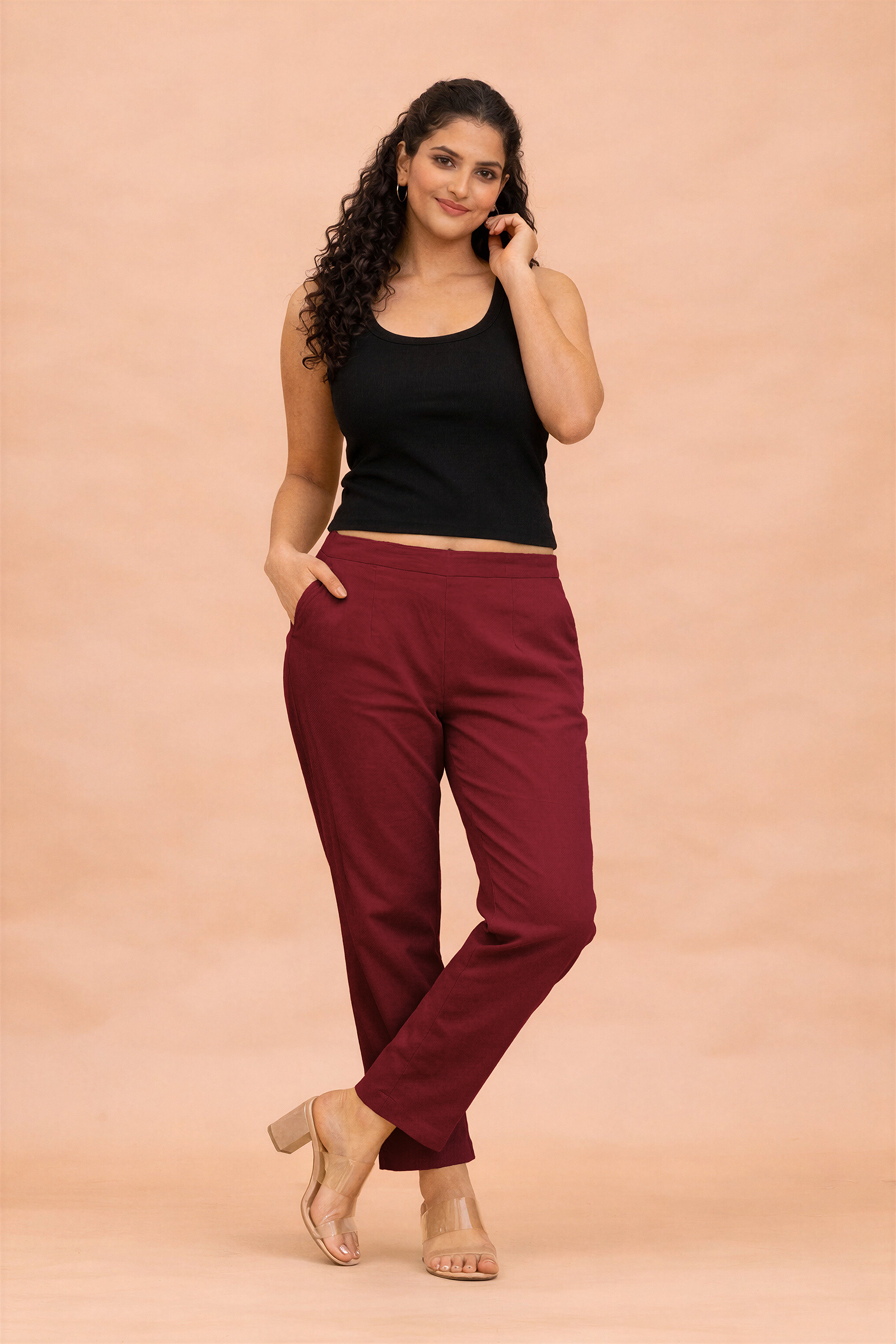 Maroon Cotton Pants