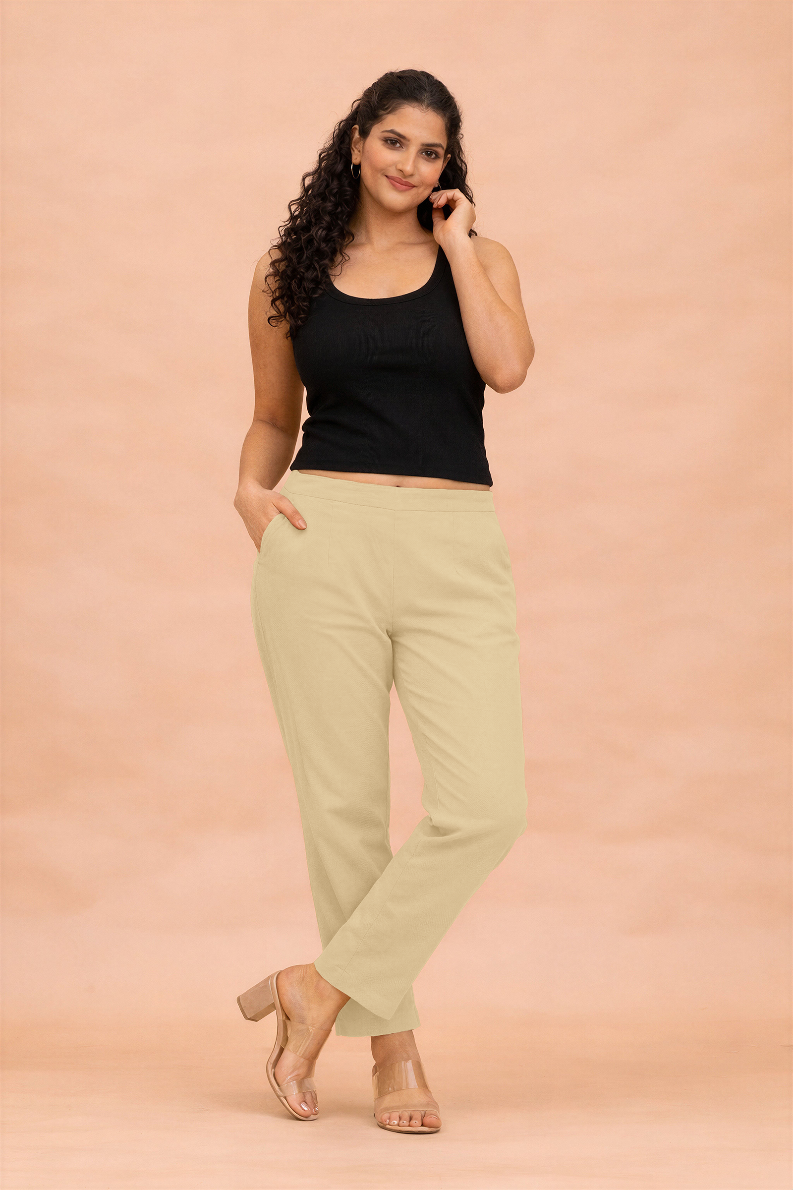 Camel Brown Cotton Pants