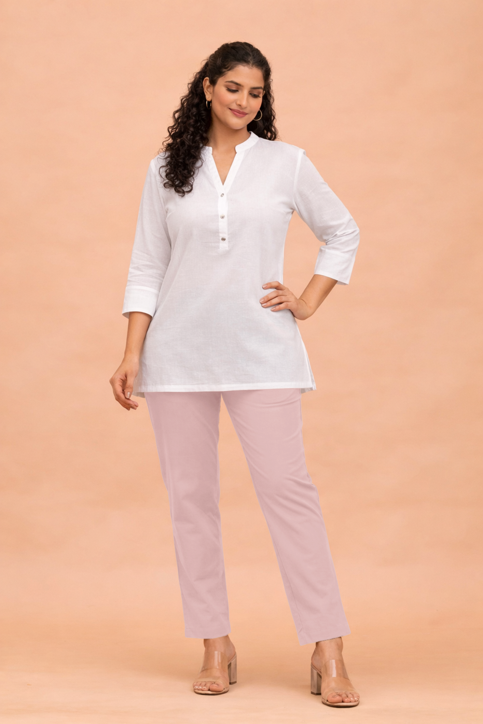 Salmon Pink Cotton Pants