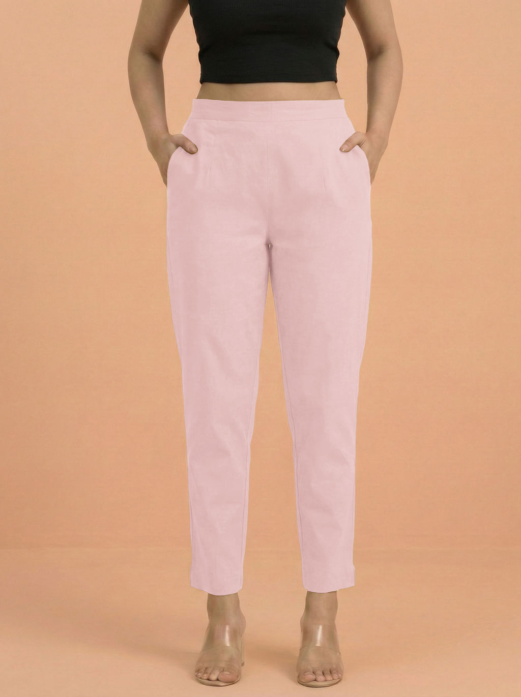 Salmon Pink Cotton Pants