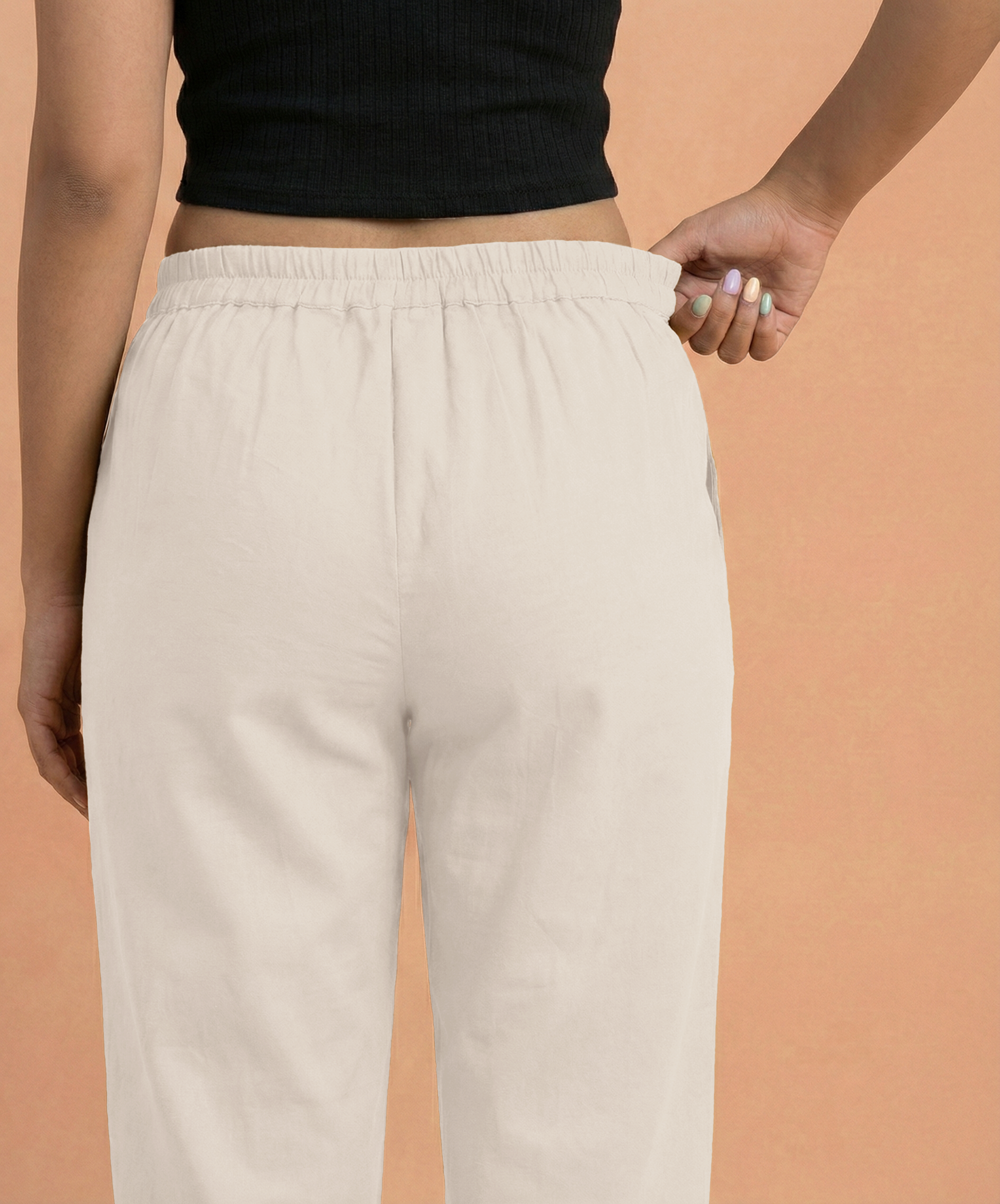 Ecru Cotton Pants