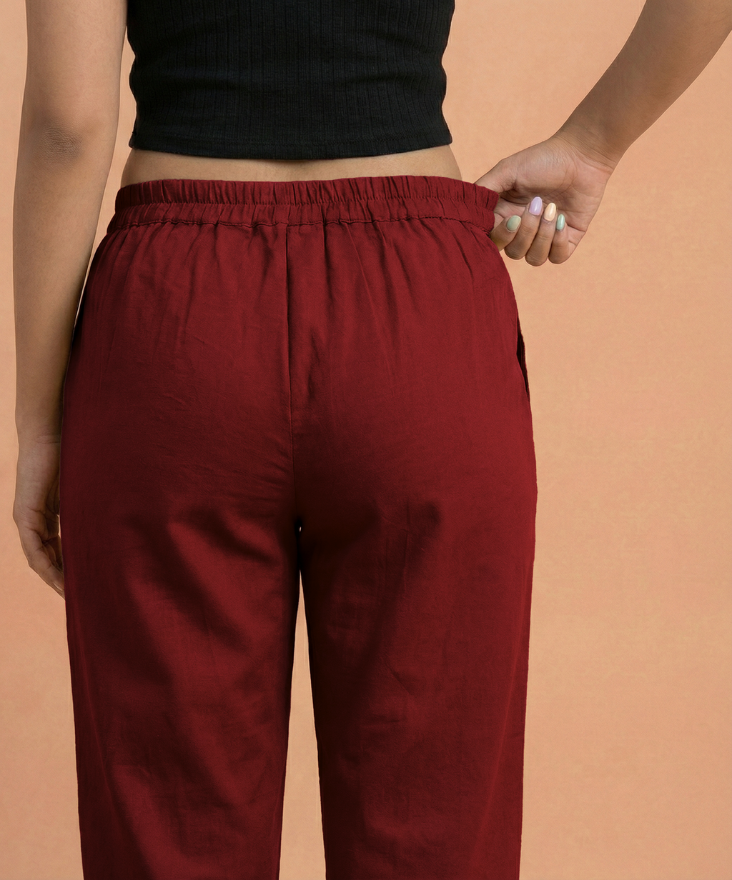 Maroon Cotton Pants
