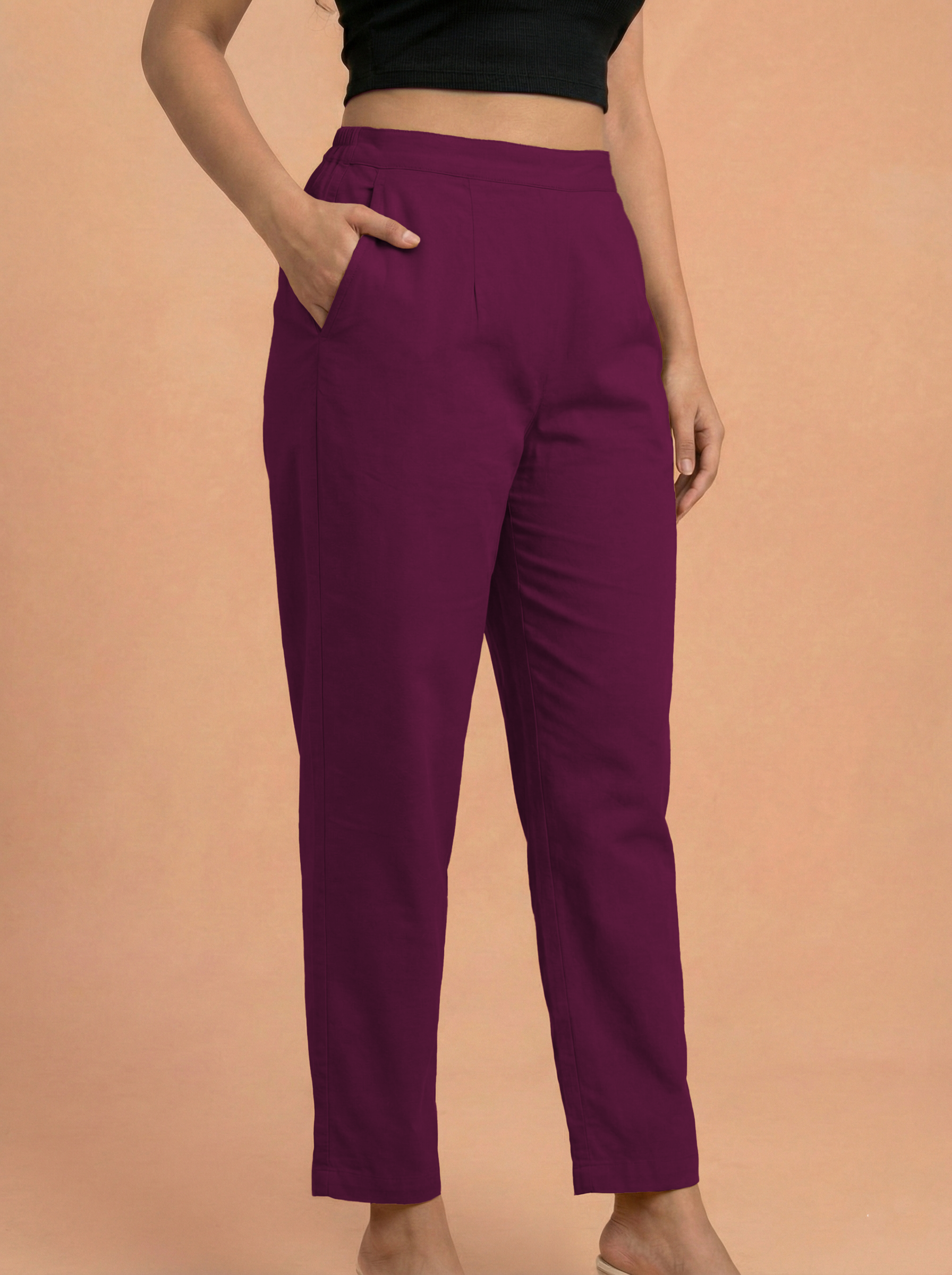 Wine Cotton Pants