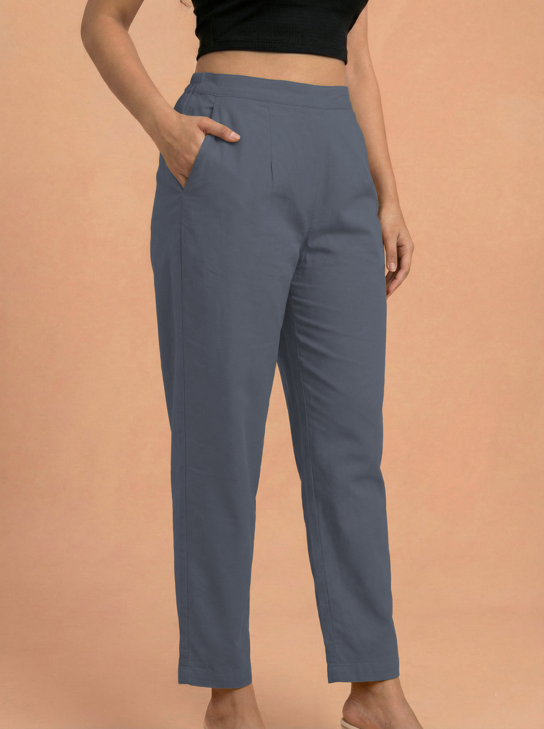 Cement Grey Cotton Pants