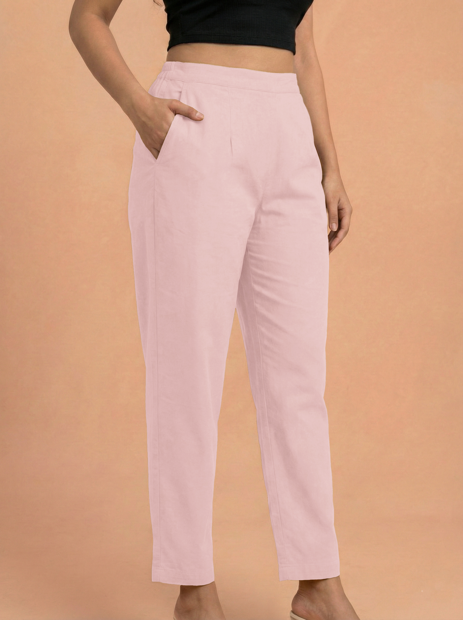 Salmon Pink Cotton Pants