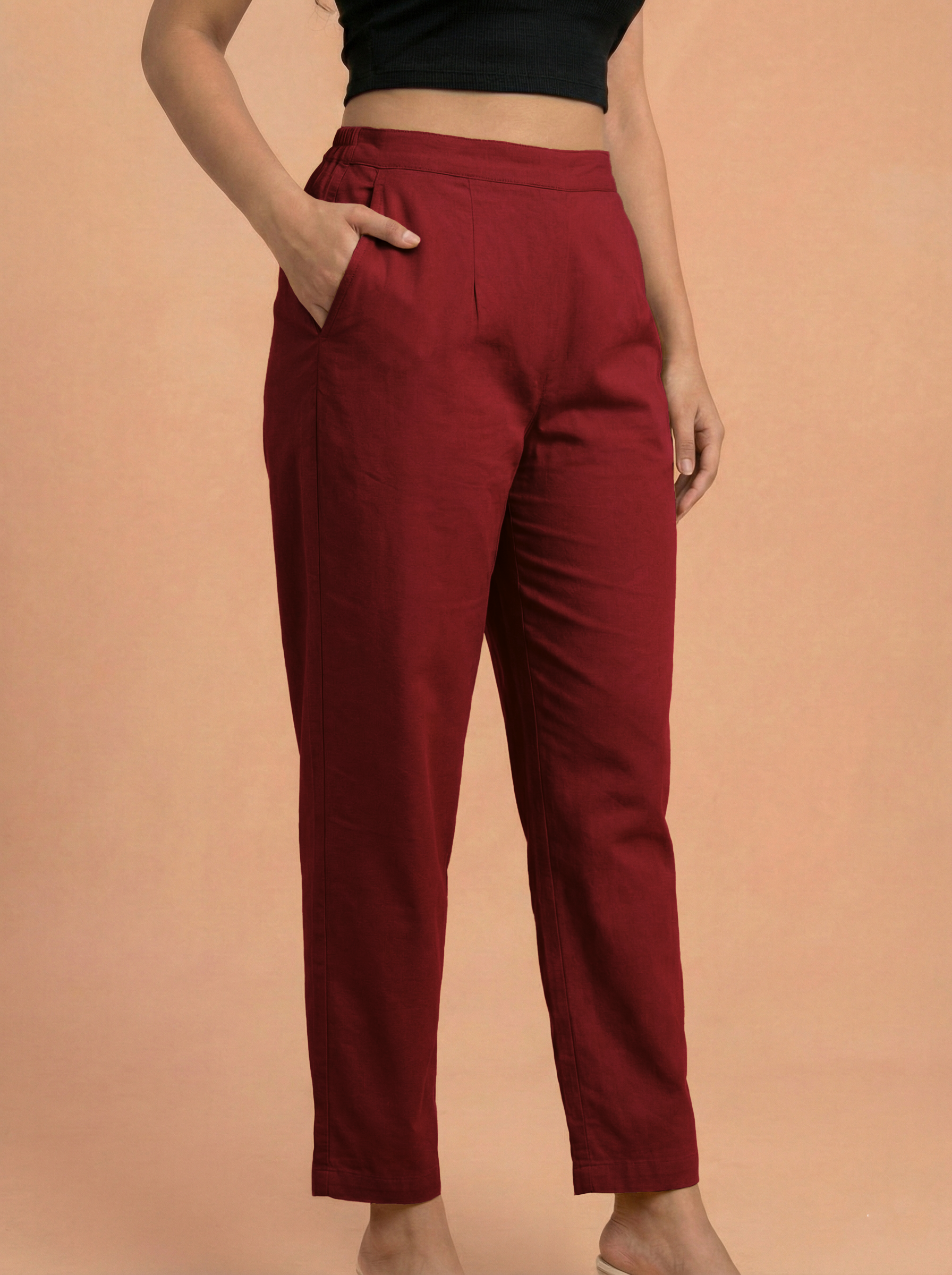 Maroon Cotton Pants