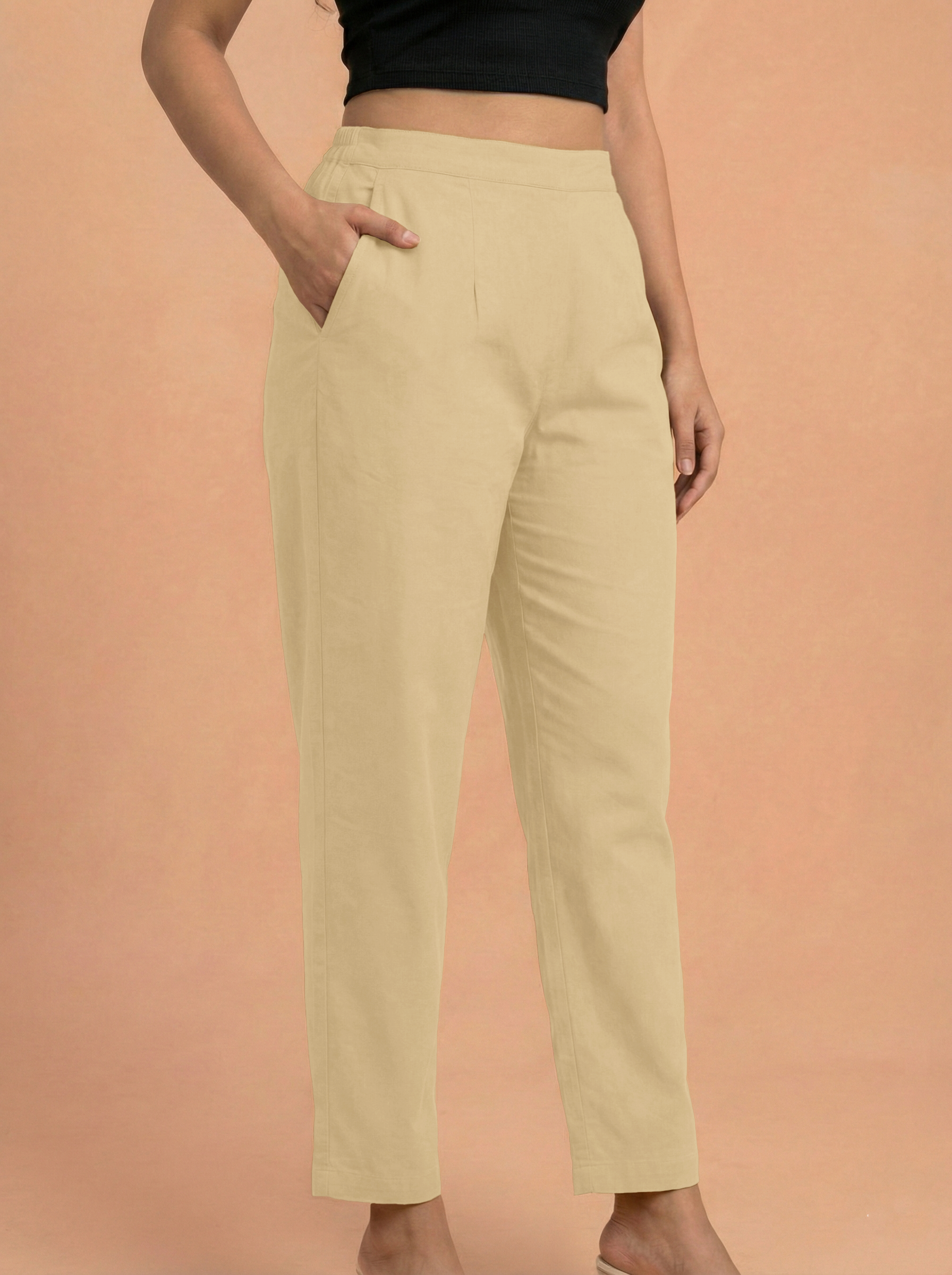 Camel Brown Cotton Pants