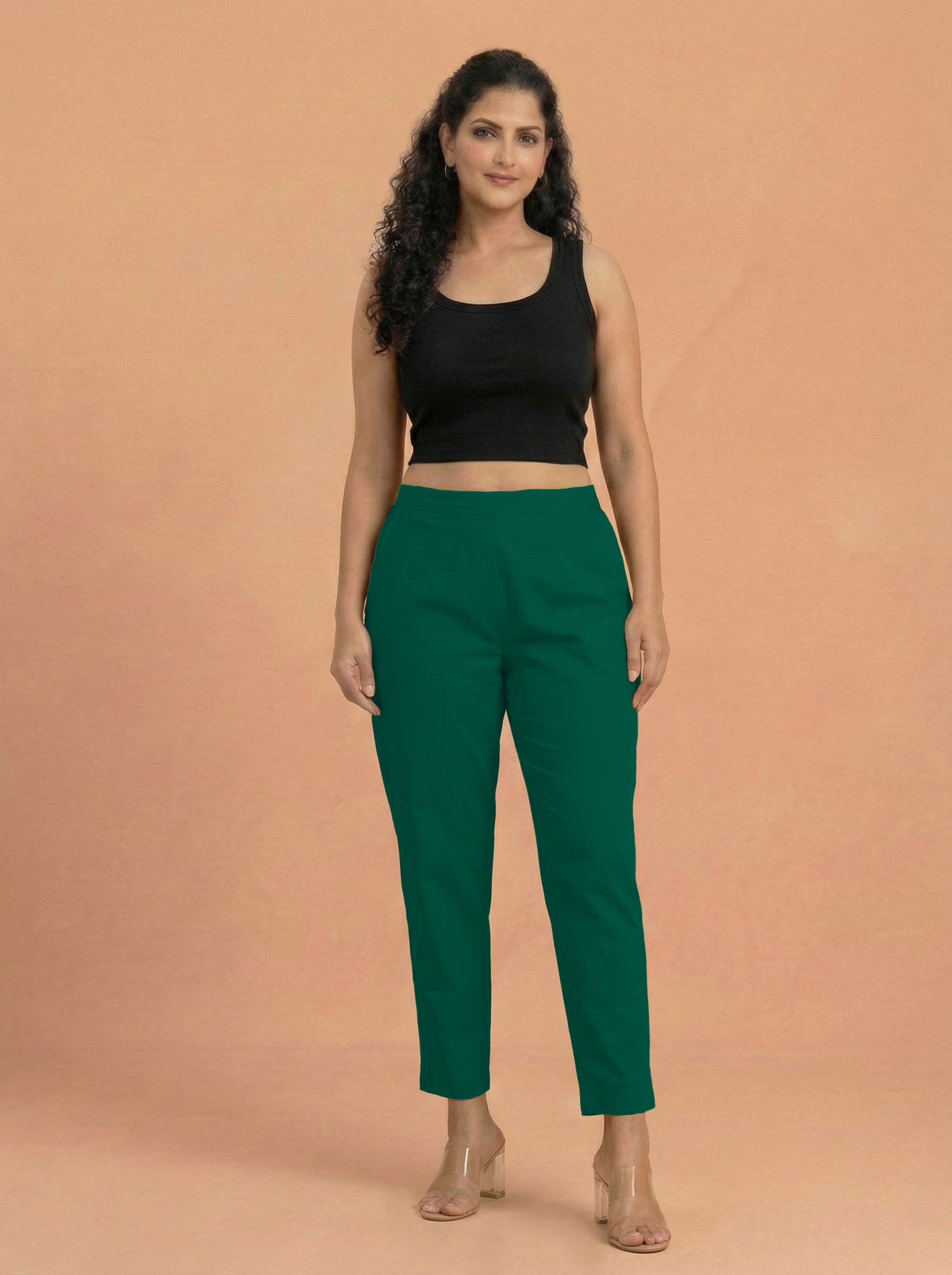 Bottle Green Cotton Pants