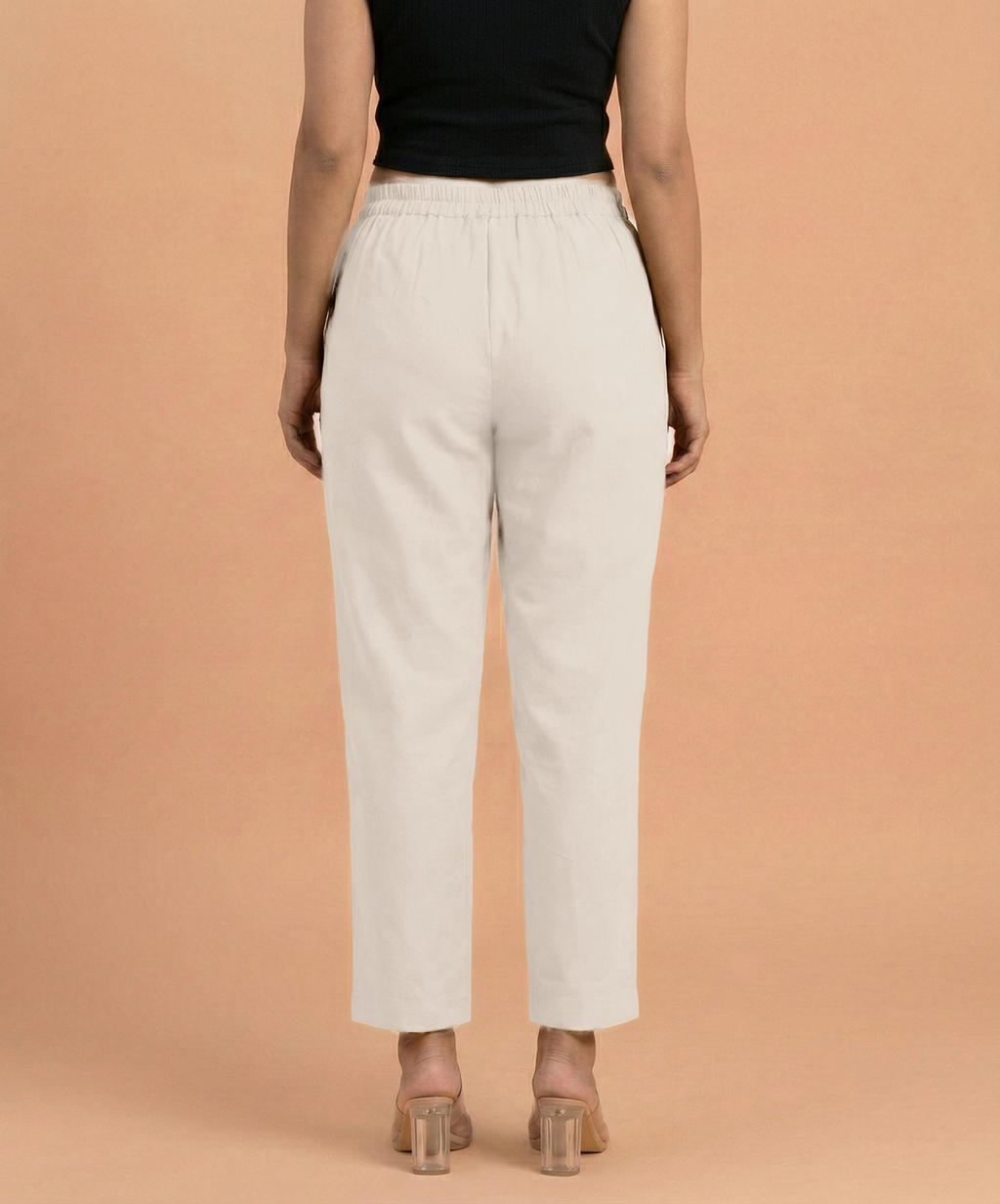 Ecru Cotton Pants