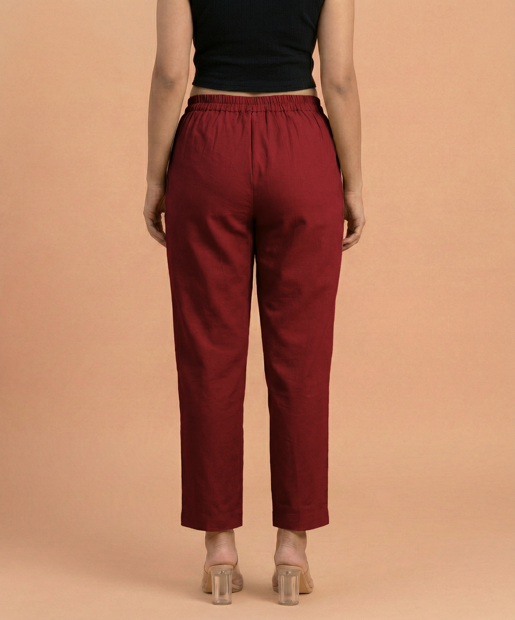 Maroon Cotton Pants