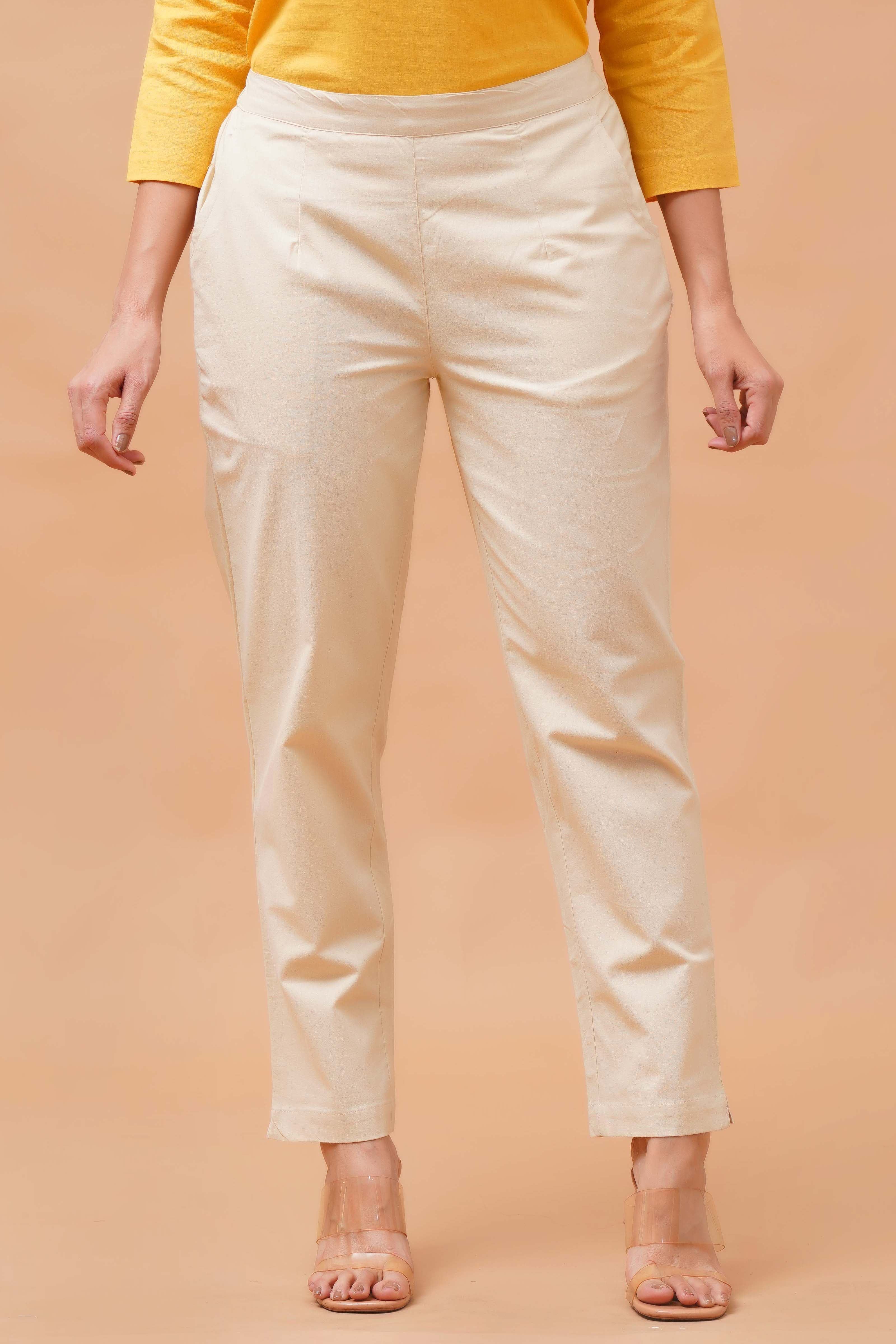 Harrozz Cotton Pants Beige