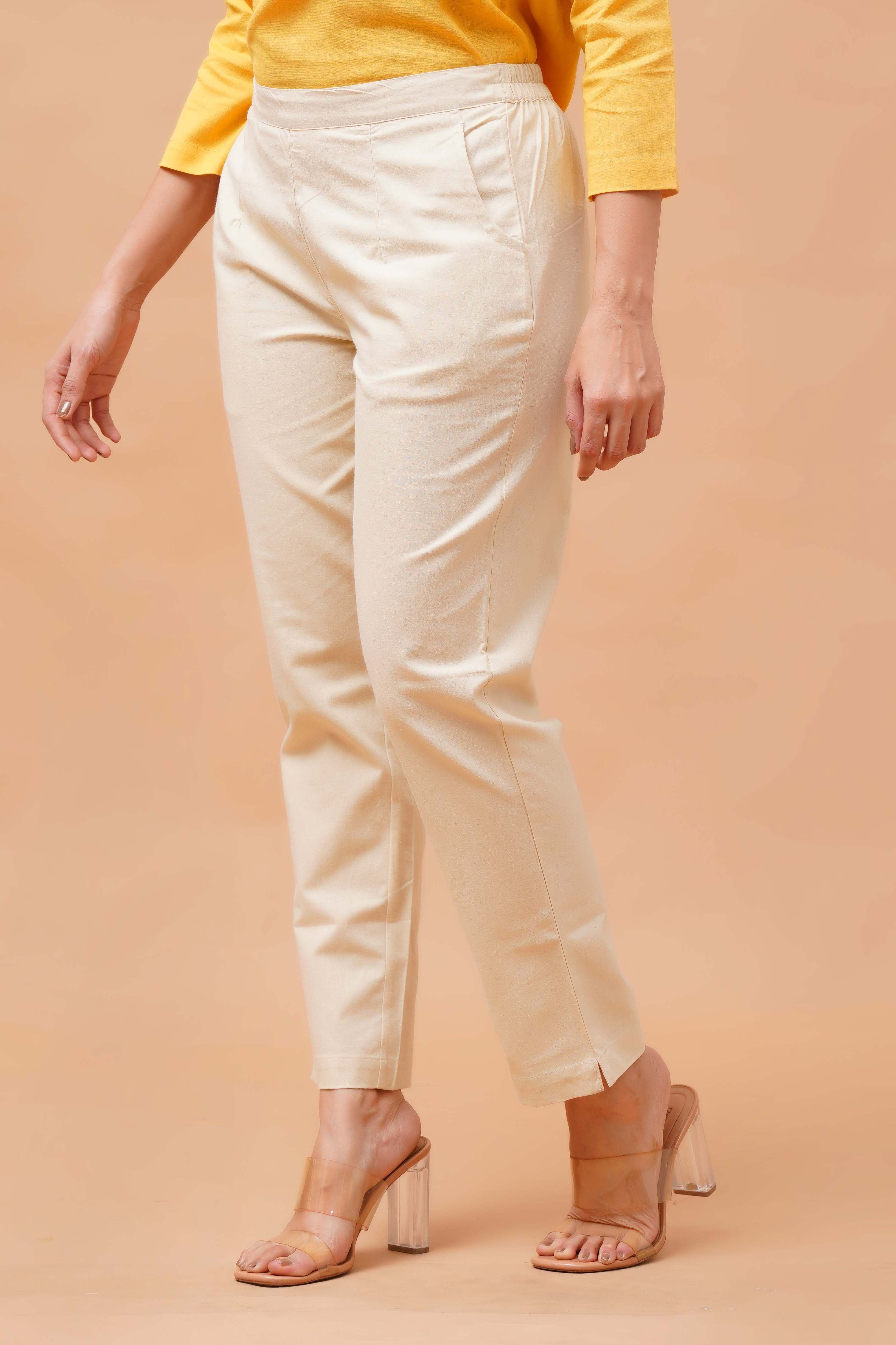 Harrozz Cotton Pants Beige