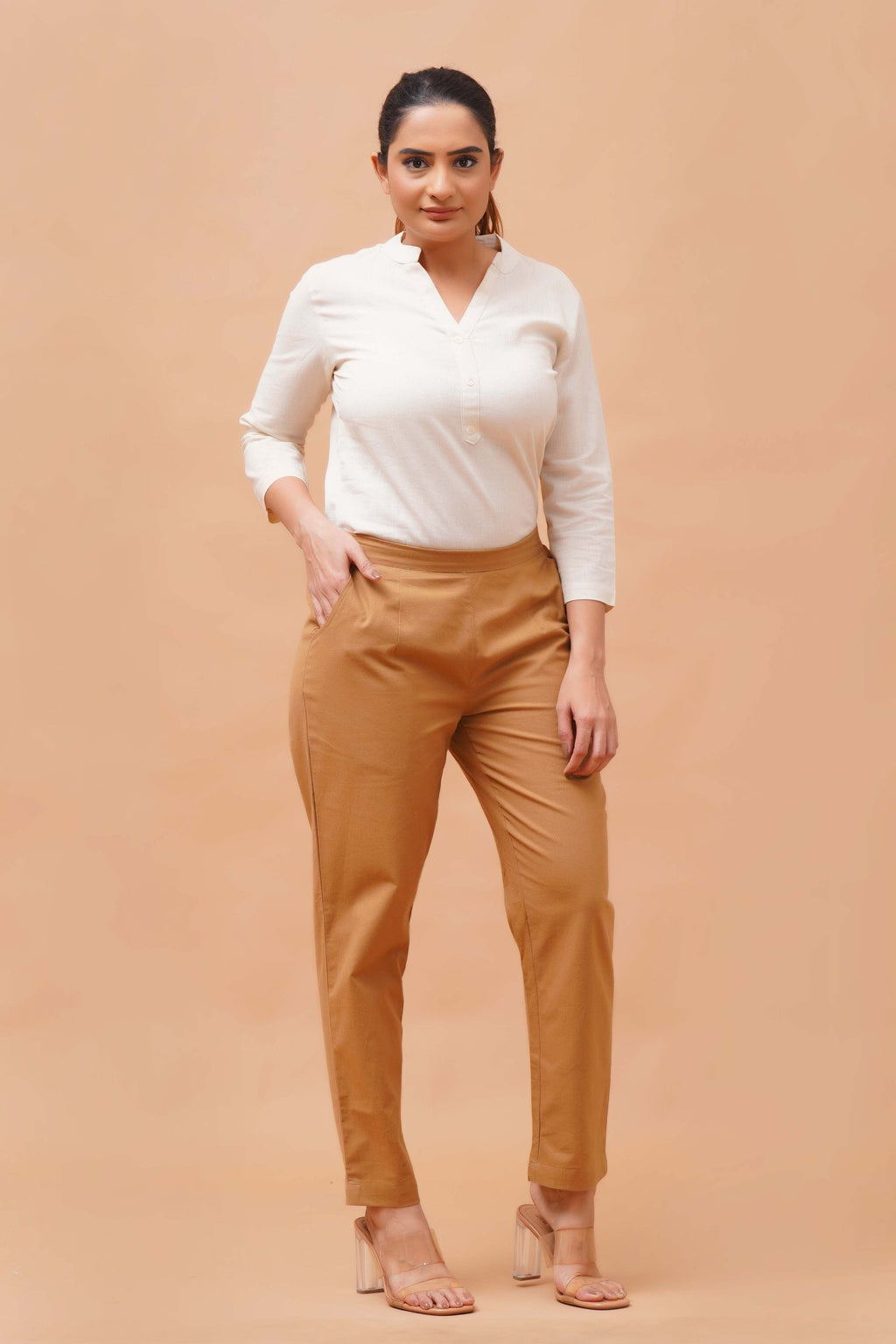 Harrozz Cotton Pants Coffe Brown