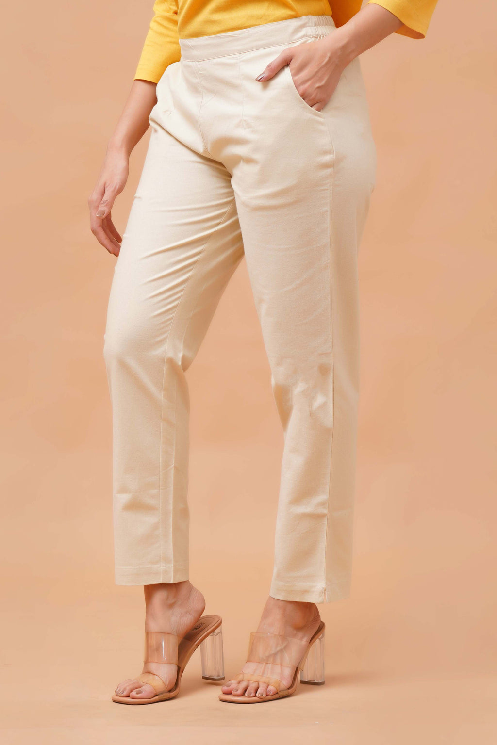 Harrozz Cotton Pants Beige