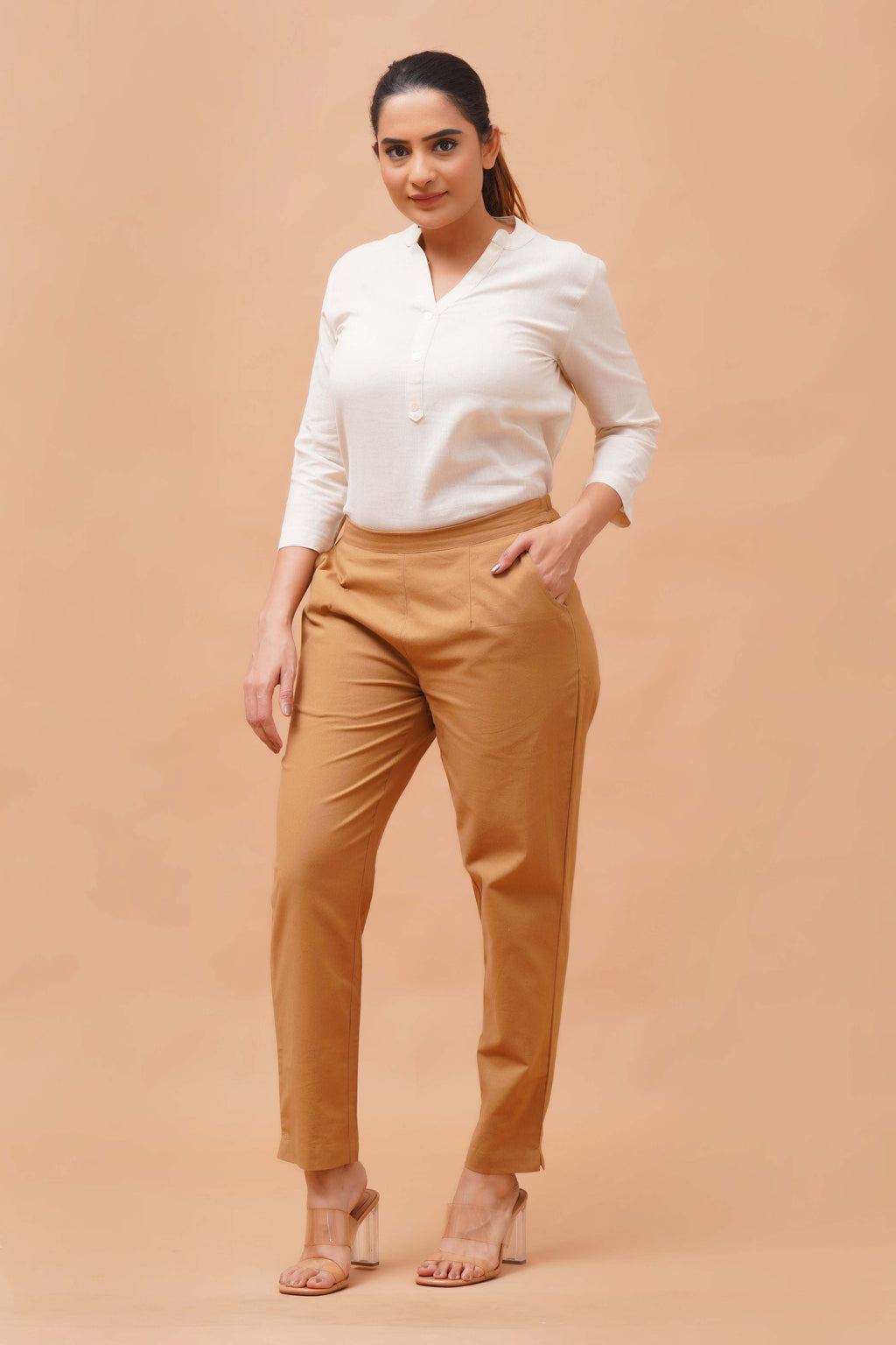 Harrozz Cotton Pants Coffe Brown