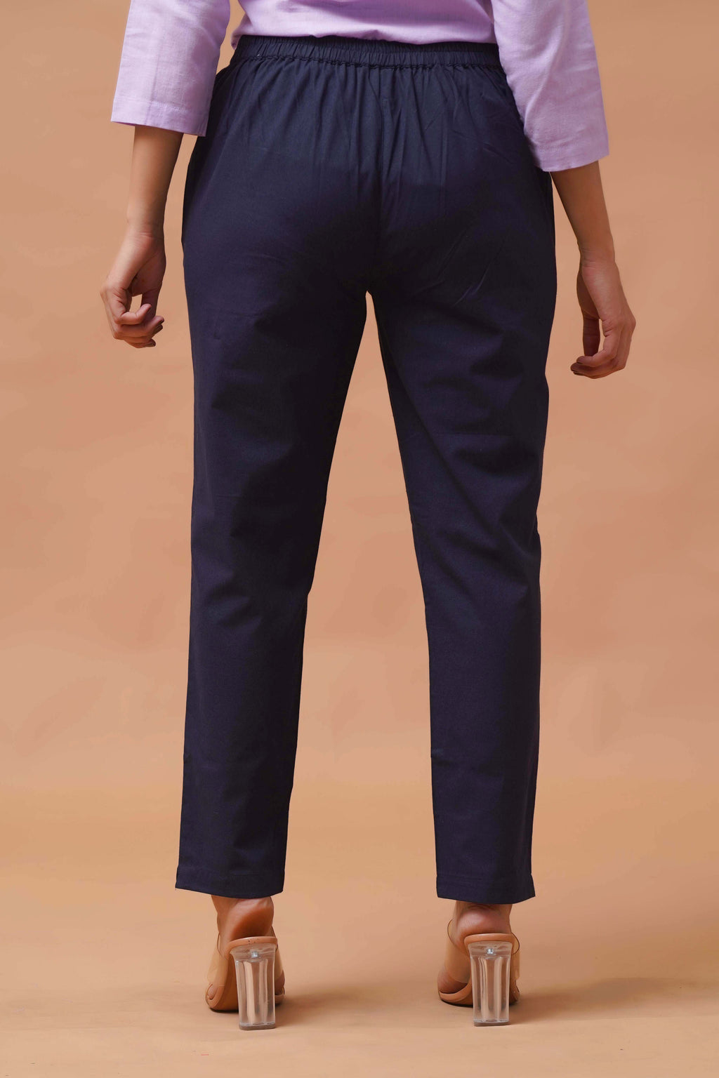 Harrozz Cotton Pants Navy Blue