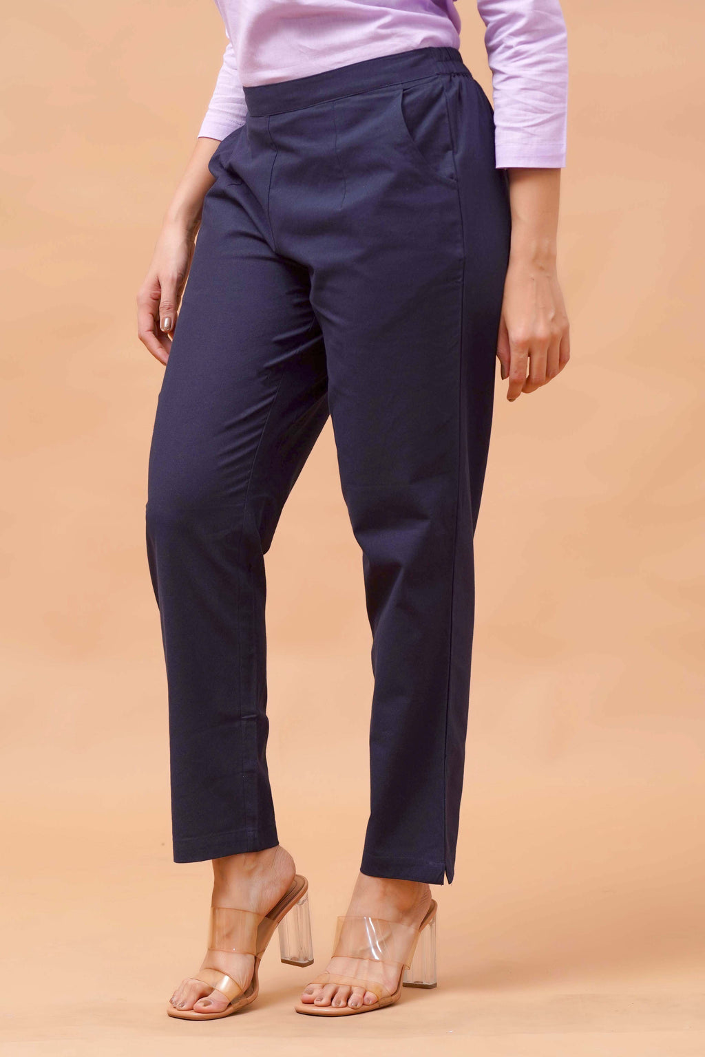 Harrozz Cotton Pants Navy Blue