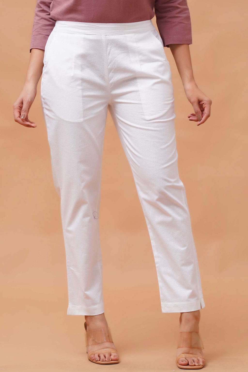 Harrozz Cotton Pants White