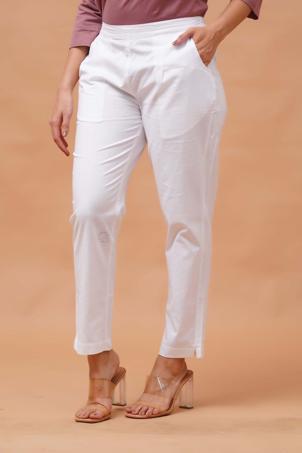 Harrozz Cotton Pants White