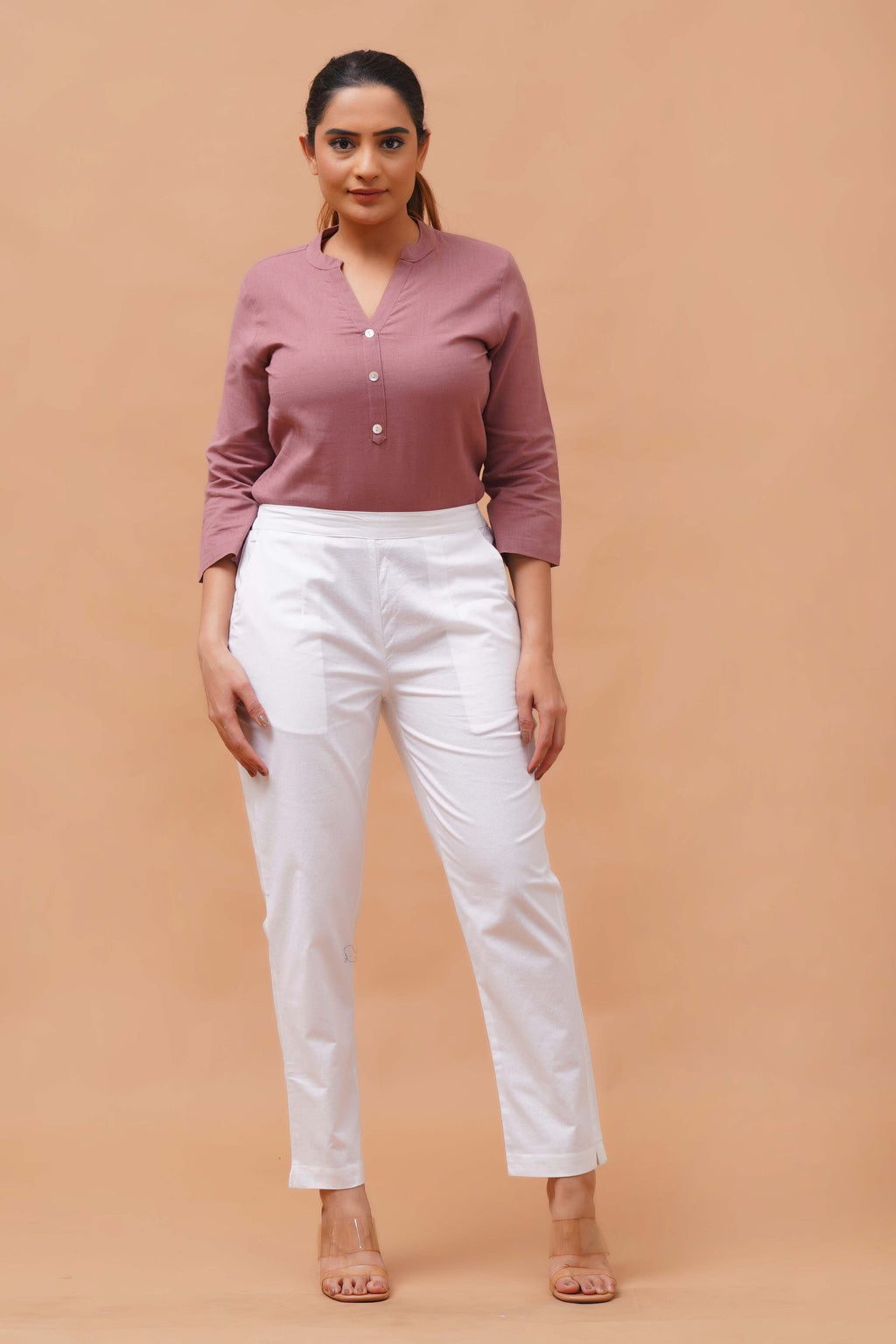 Harrozz Cotton Pants White