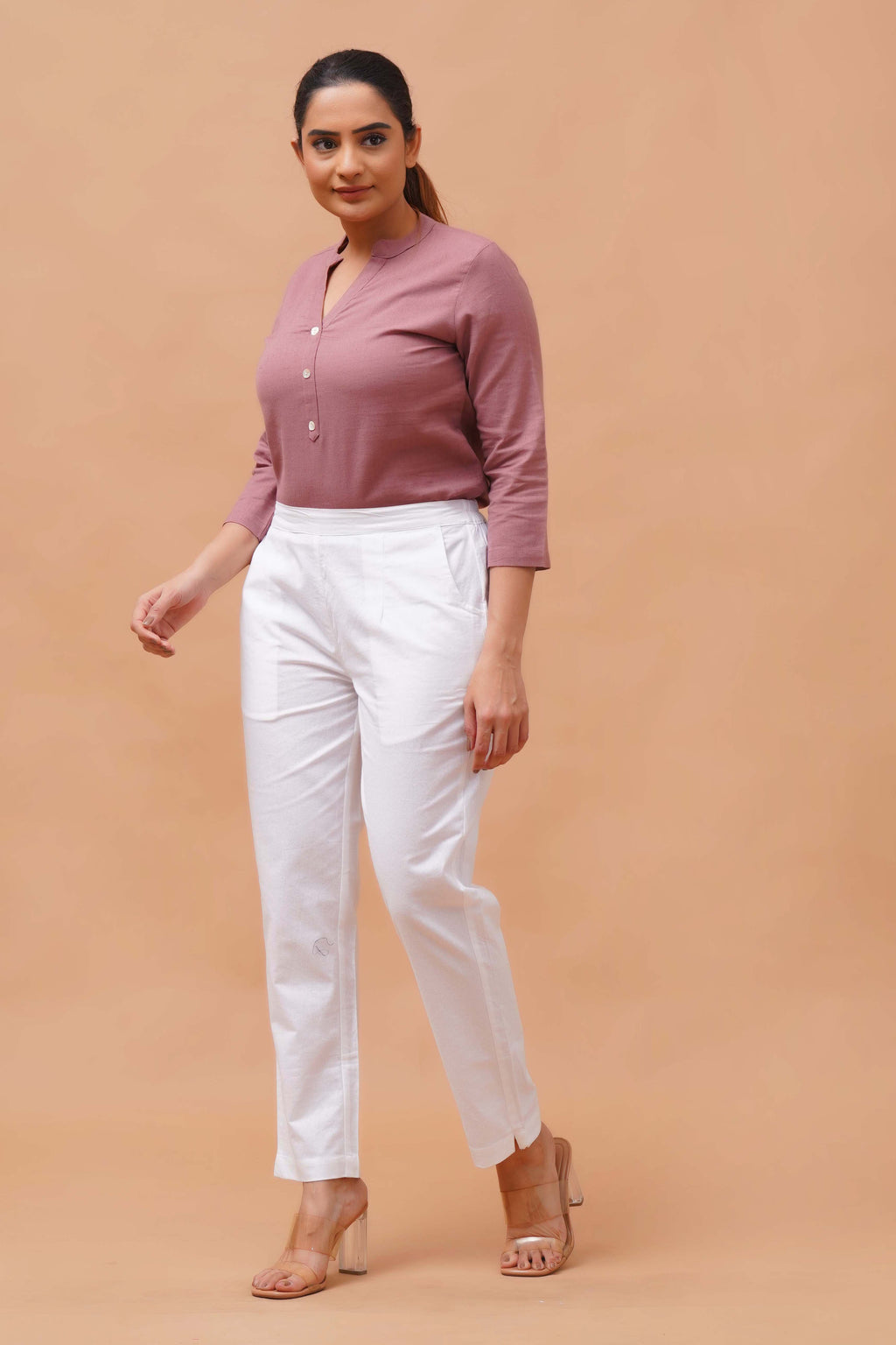 Harrozz Cotton Pants White