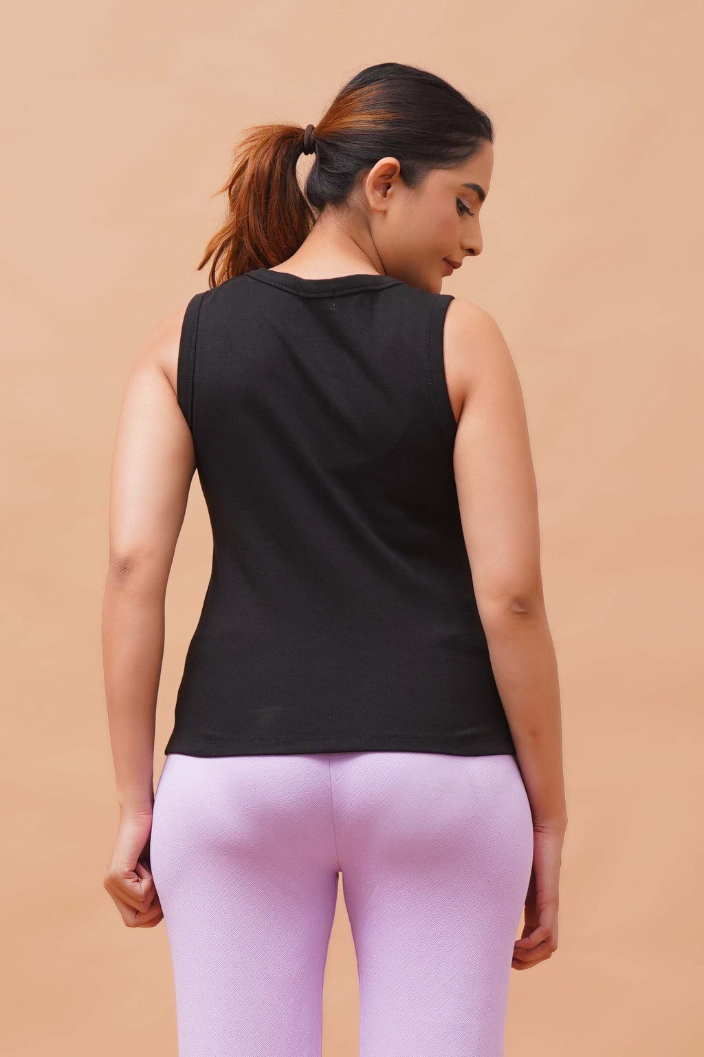 Harrozz Sleeveless Ribbed Top Black