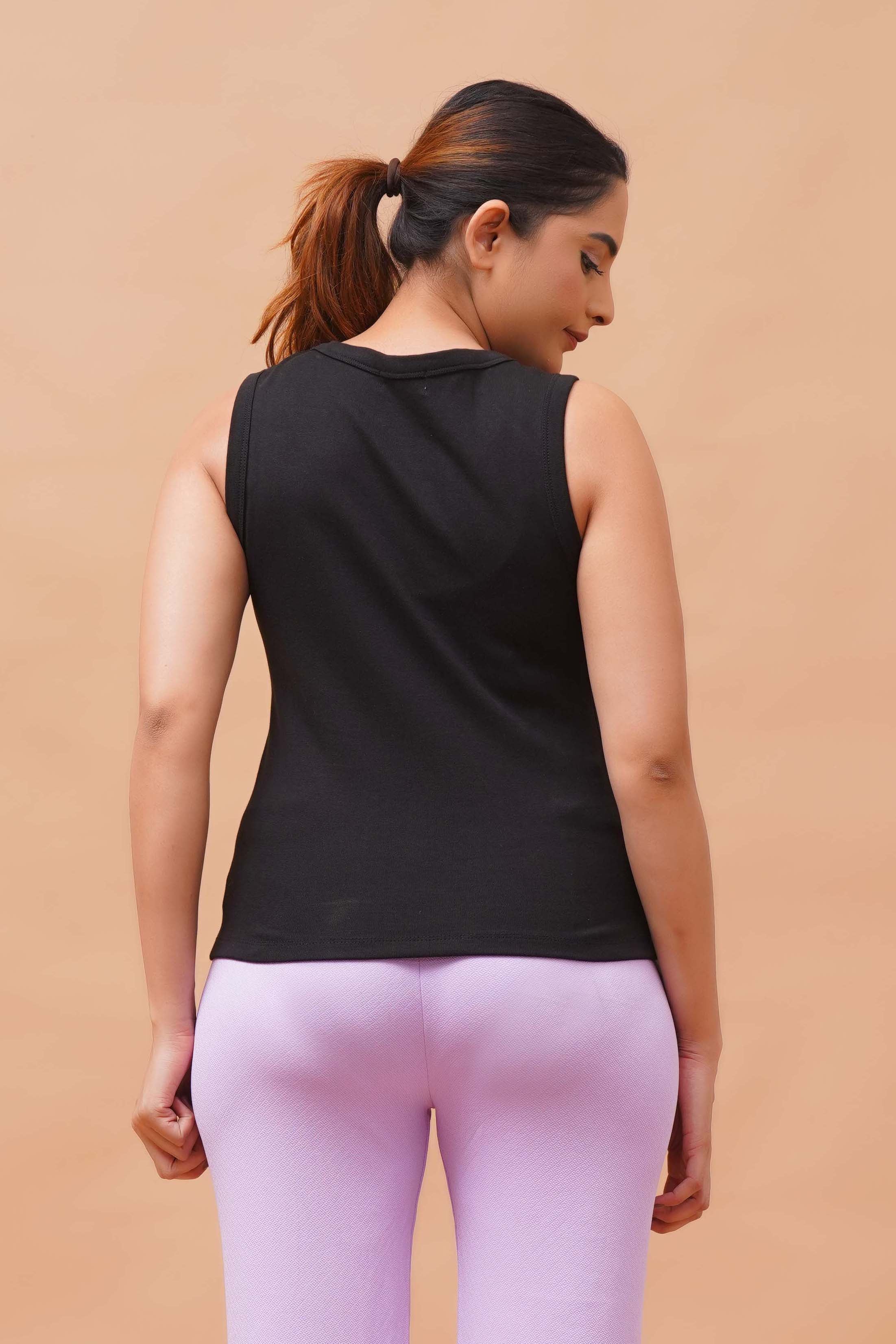 Harrozz Sleeveless Ribbed Top Black