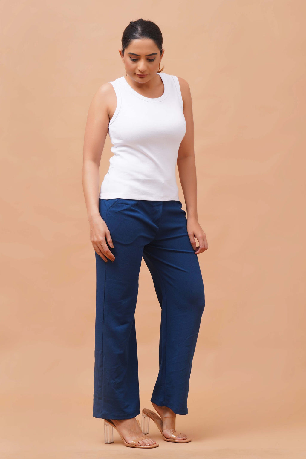 Harrozz Sleeveless Ribbed Top White