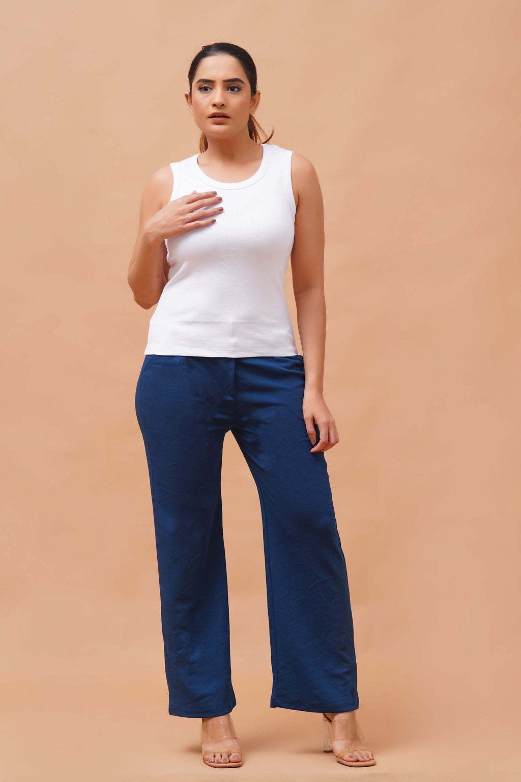 Harrozz Sleeveless Ribbed Top White