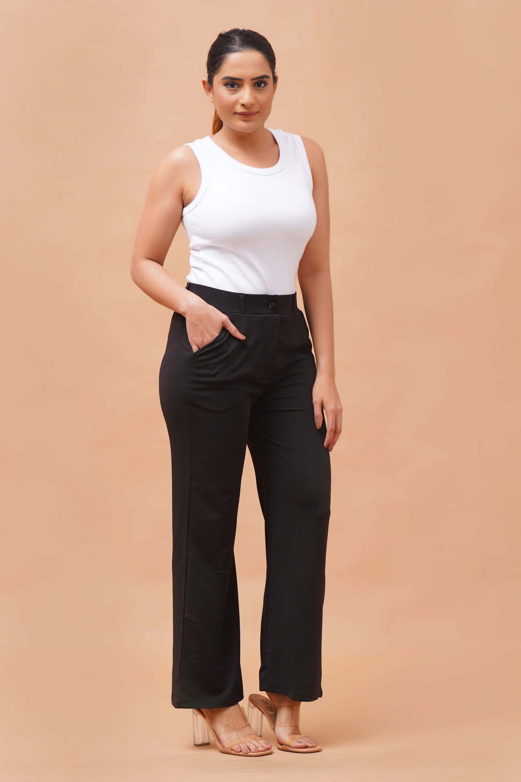 Harrozz Stretchable Valentino Pants Black