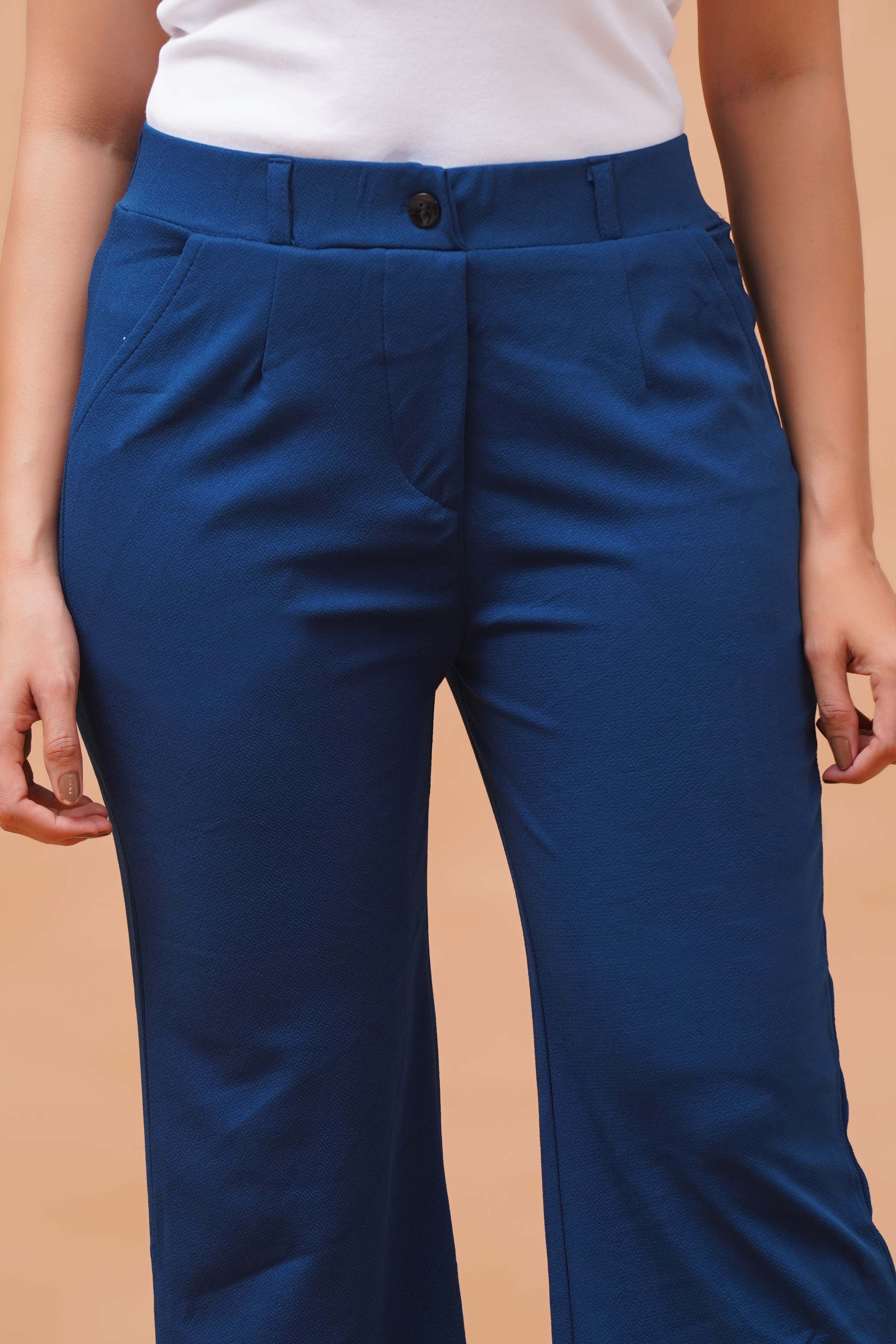 Harrozz Stretchable Valentino Pants Air Force Blue