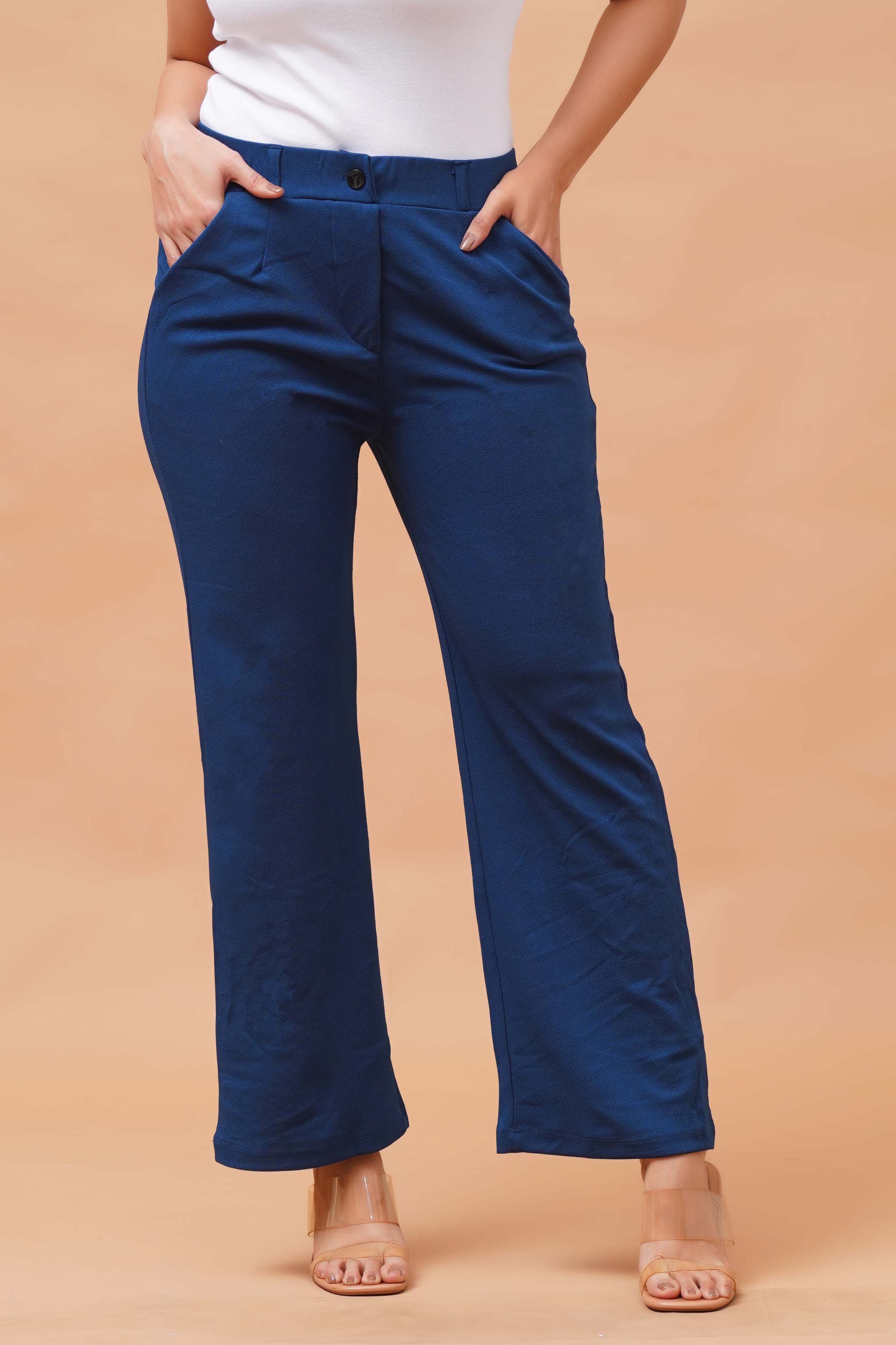 Harrozz Stretchable Valentino Pants Air Force Blue