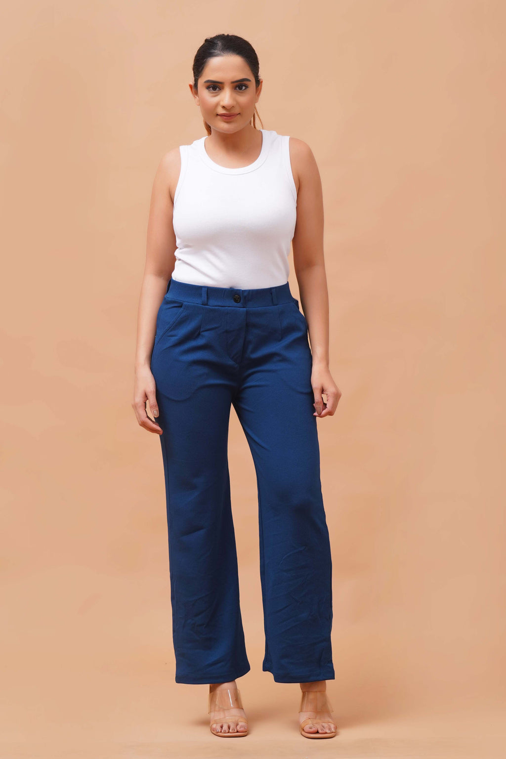 Harrozz Stretchable Valentino Pants Air Force Blue