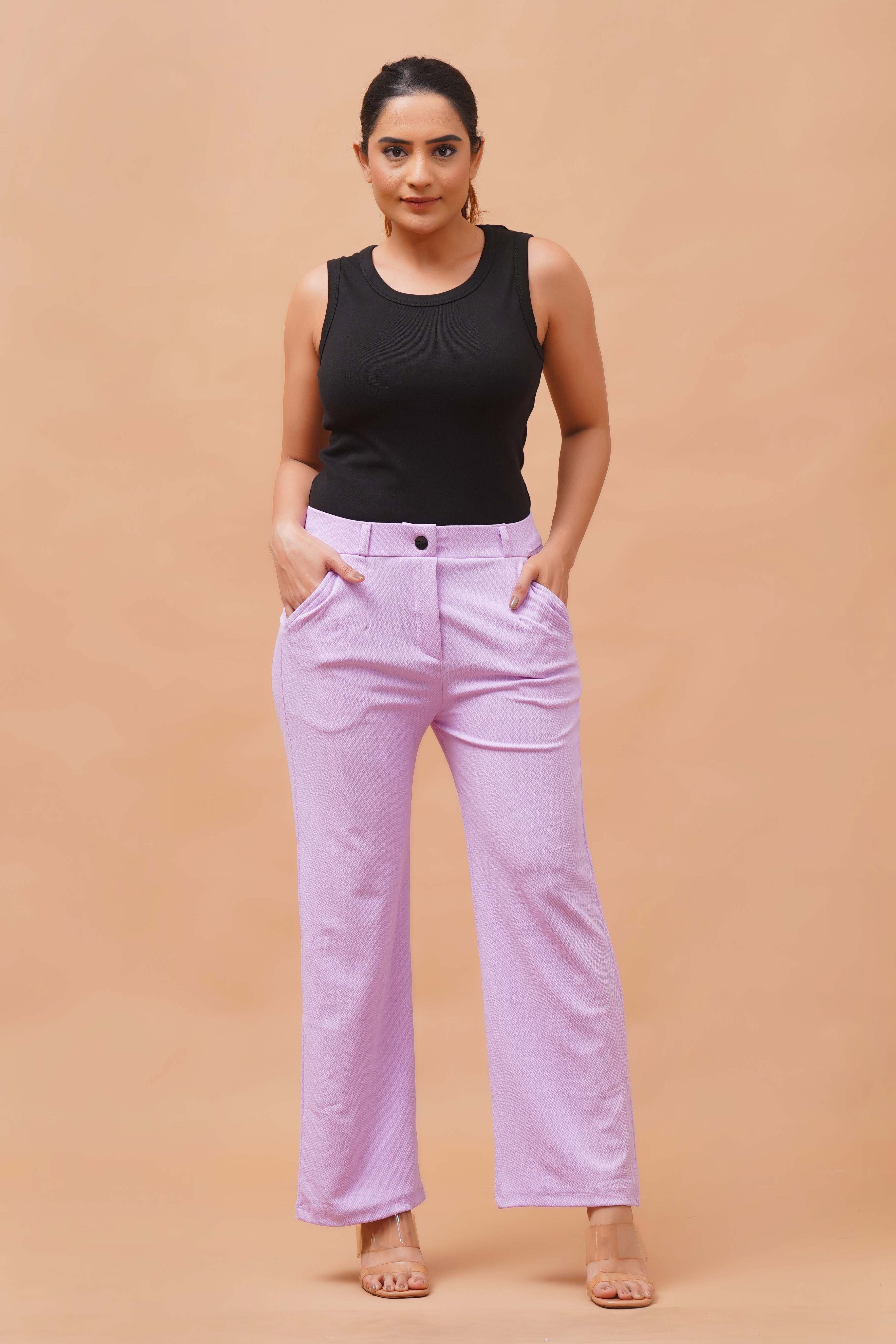 Harrozz Stretchable Valentino Pants Lavender