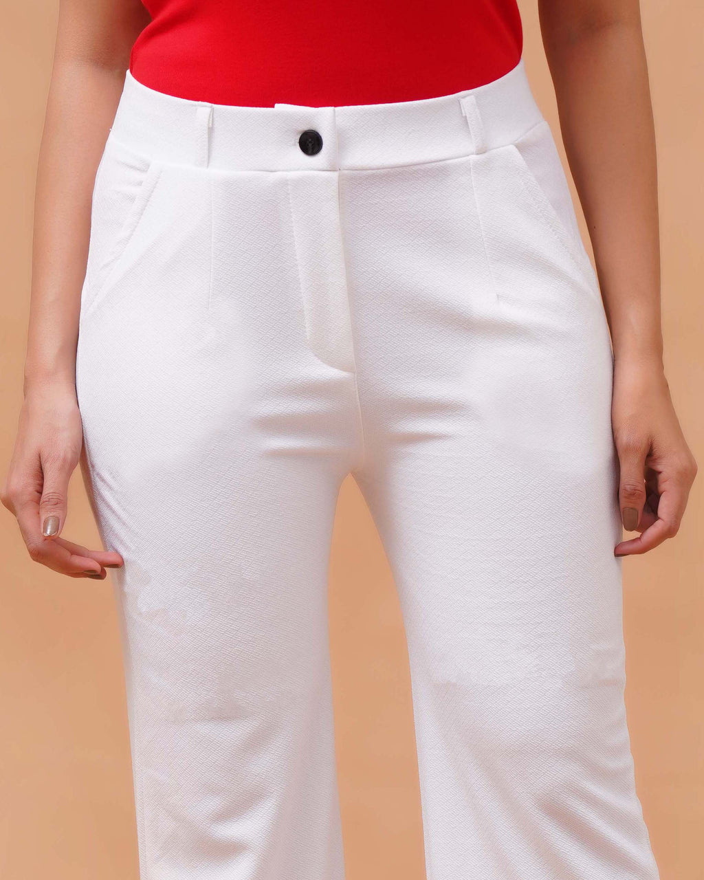 Harrozz Stretchable Valentino Pants White