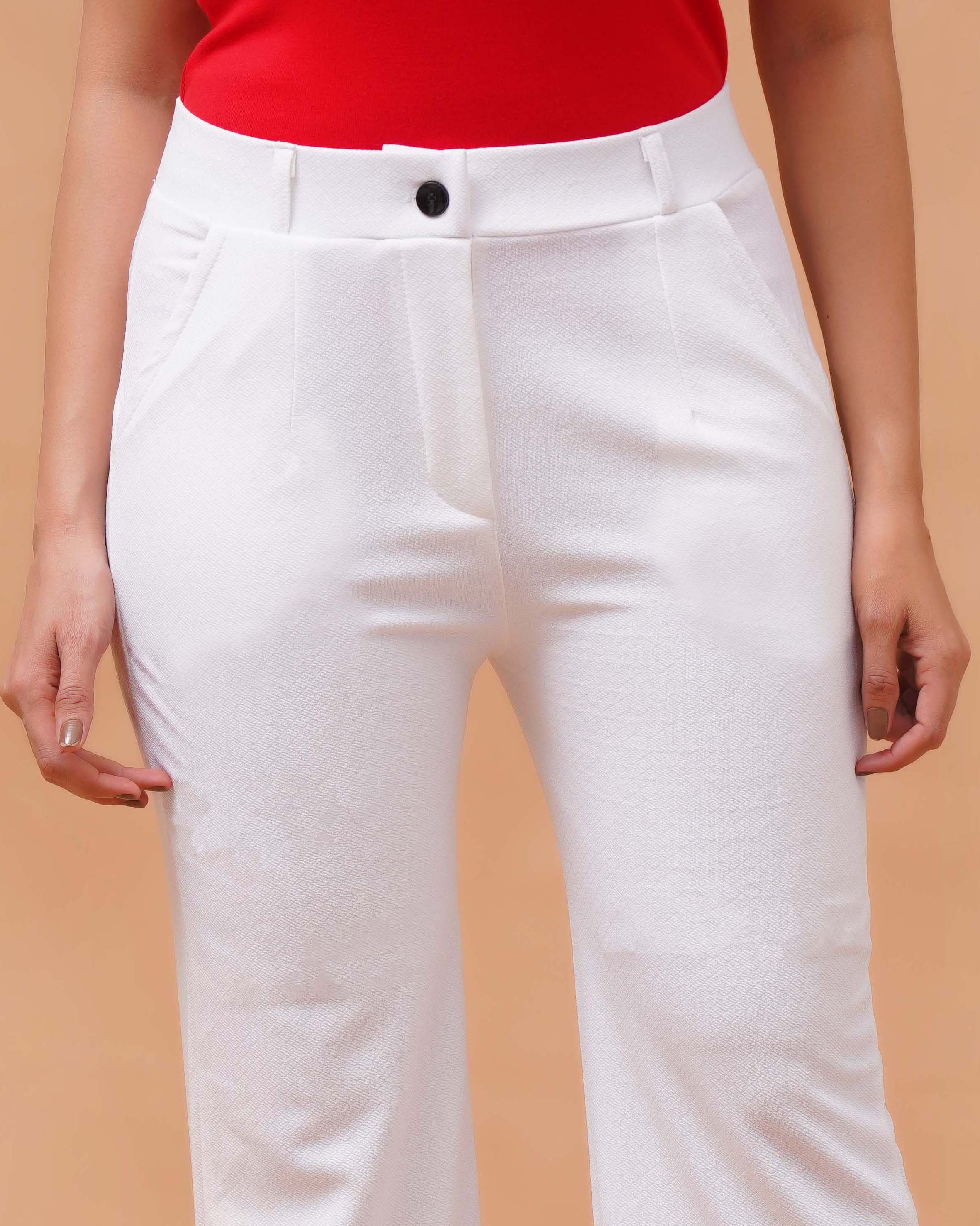 Harrozz Stretchable Valentino Pants White