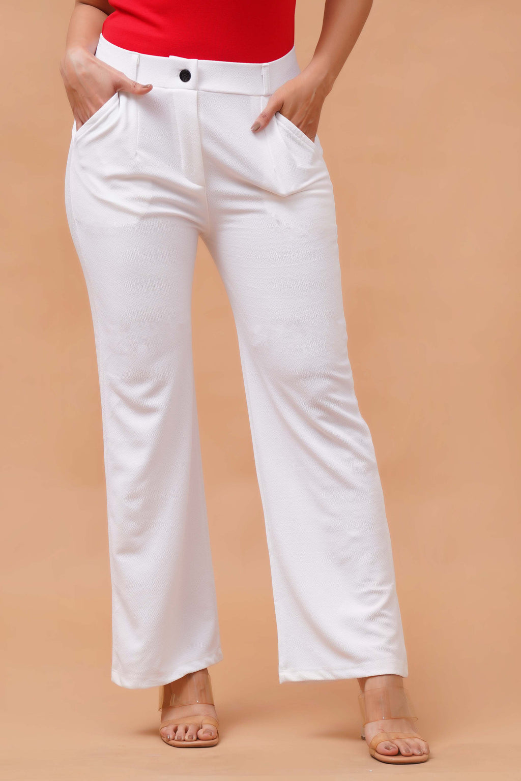 Harrozz Stretchable Valentino Pants White