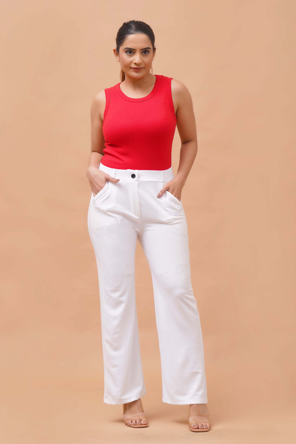 Harrozz Stretchable Valentino Pants White